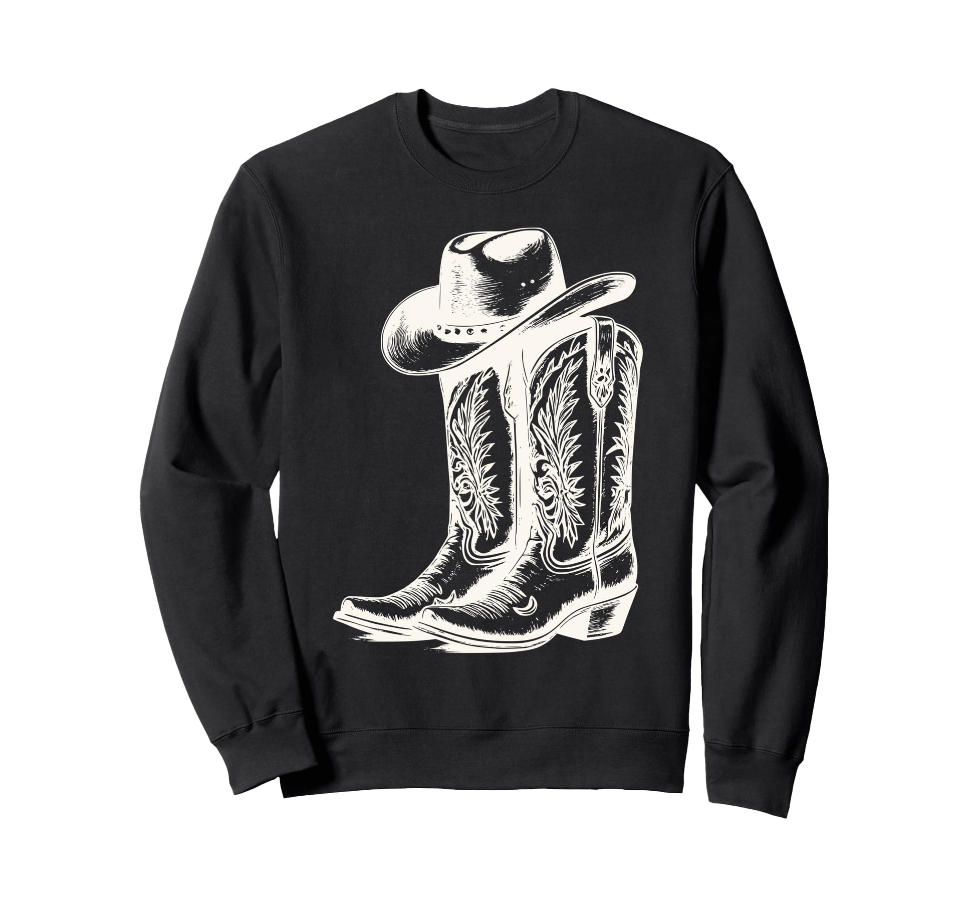 Boho Cowgirl Cowboy Boots Hat Sweatshirt - Streetwear Style Men Women - T-Shirt, Sweatshirt, Hoodie