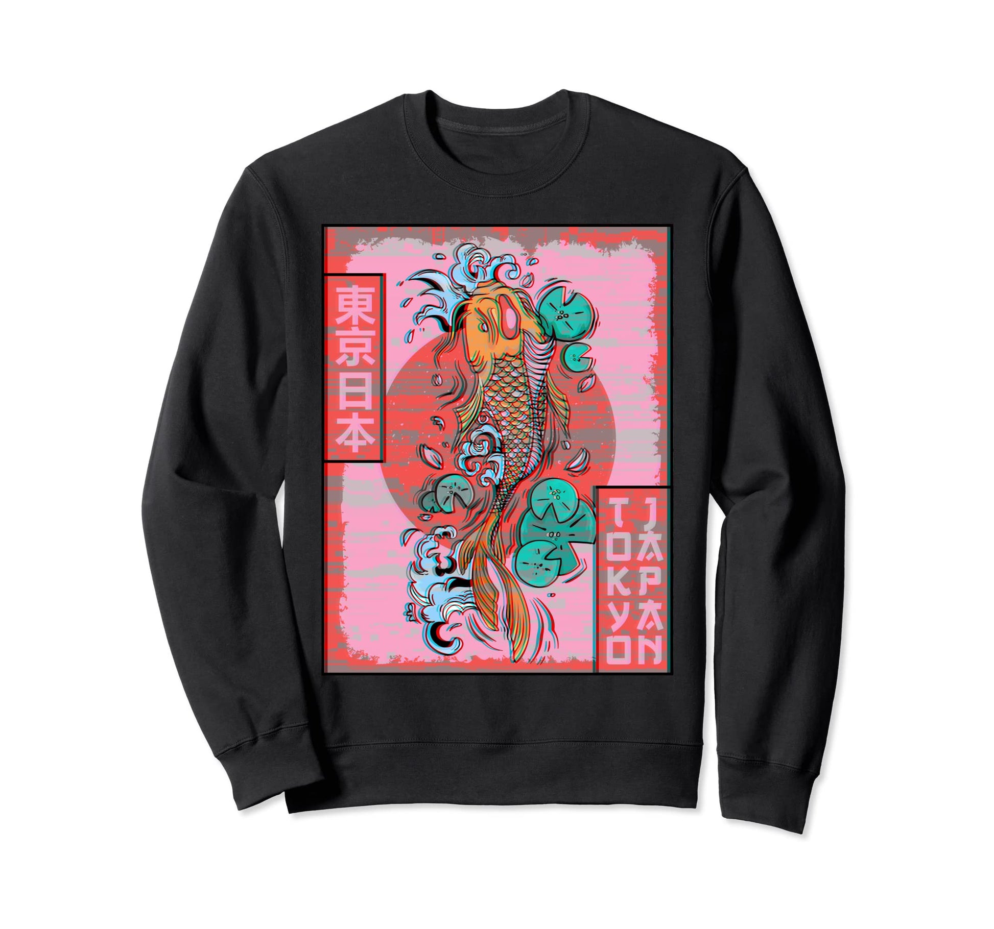 Koi Fish Carp Tokyo Japan Vaporwave Sweatshirt - Unique Graphic Unisex - T-Shirt, Sweatshirt, Hoodie