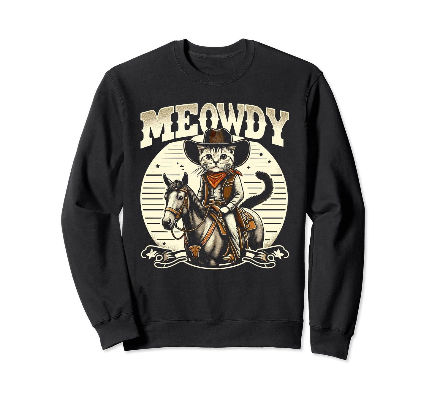 Meowdy Cat Cowboy Country Sweatshirt - Trendy Graphic for Adults - T-Shirt, Sweatshirt, Hoodie