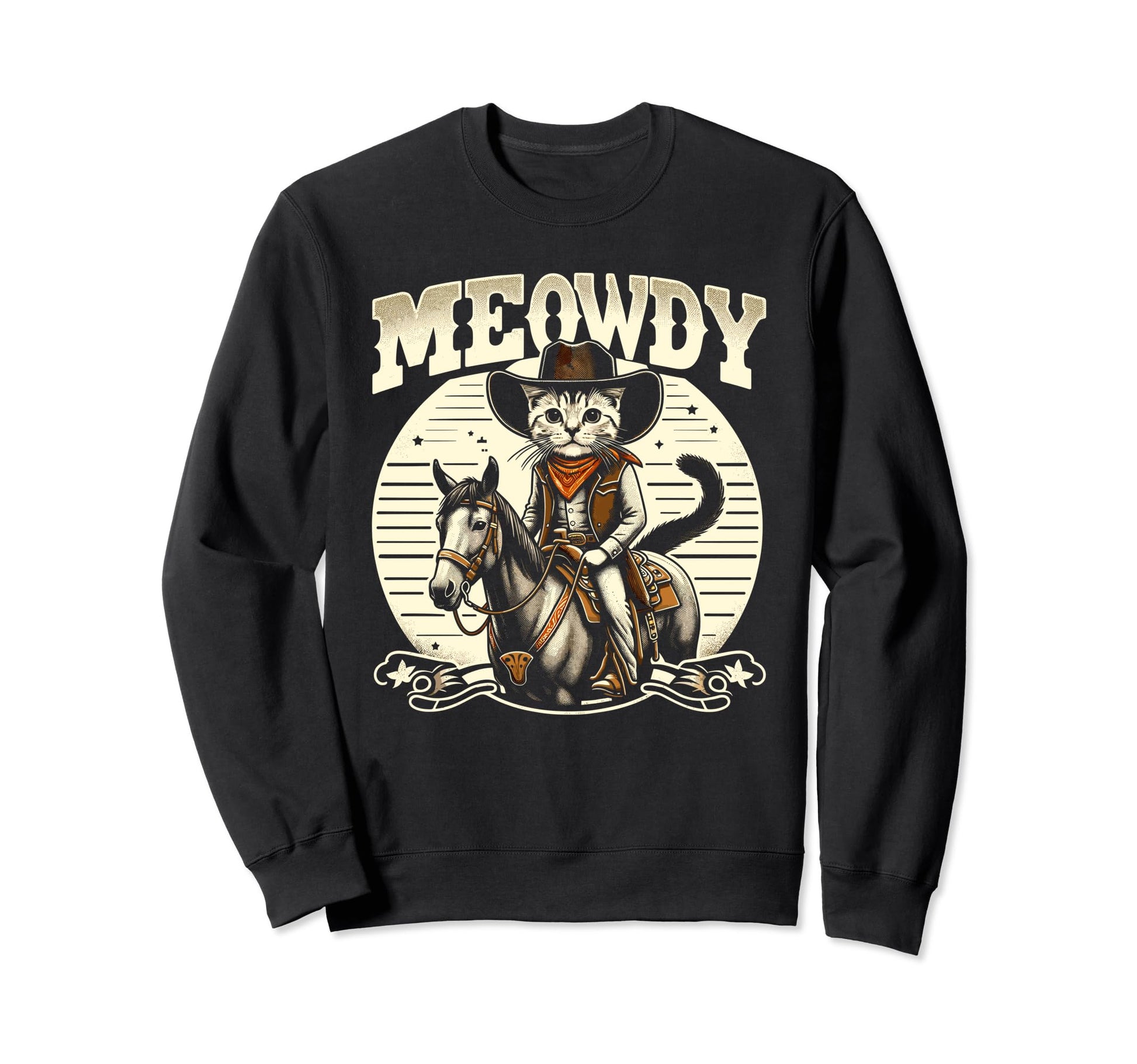Meowdy Cat Cowboy Country Sweatshirt - Trendy Graphic for Adults - T-Shirt, Sweatshirt, Hoodie