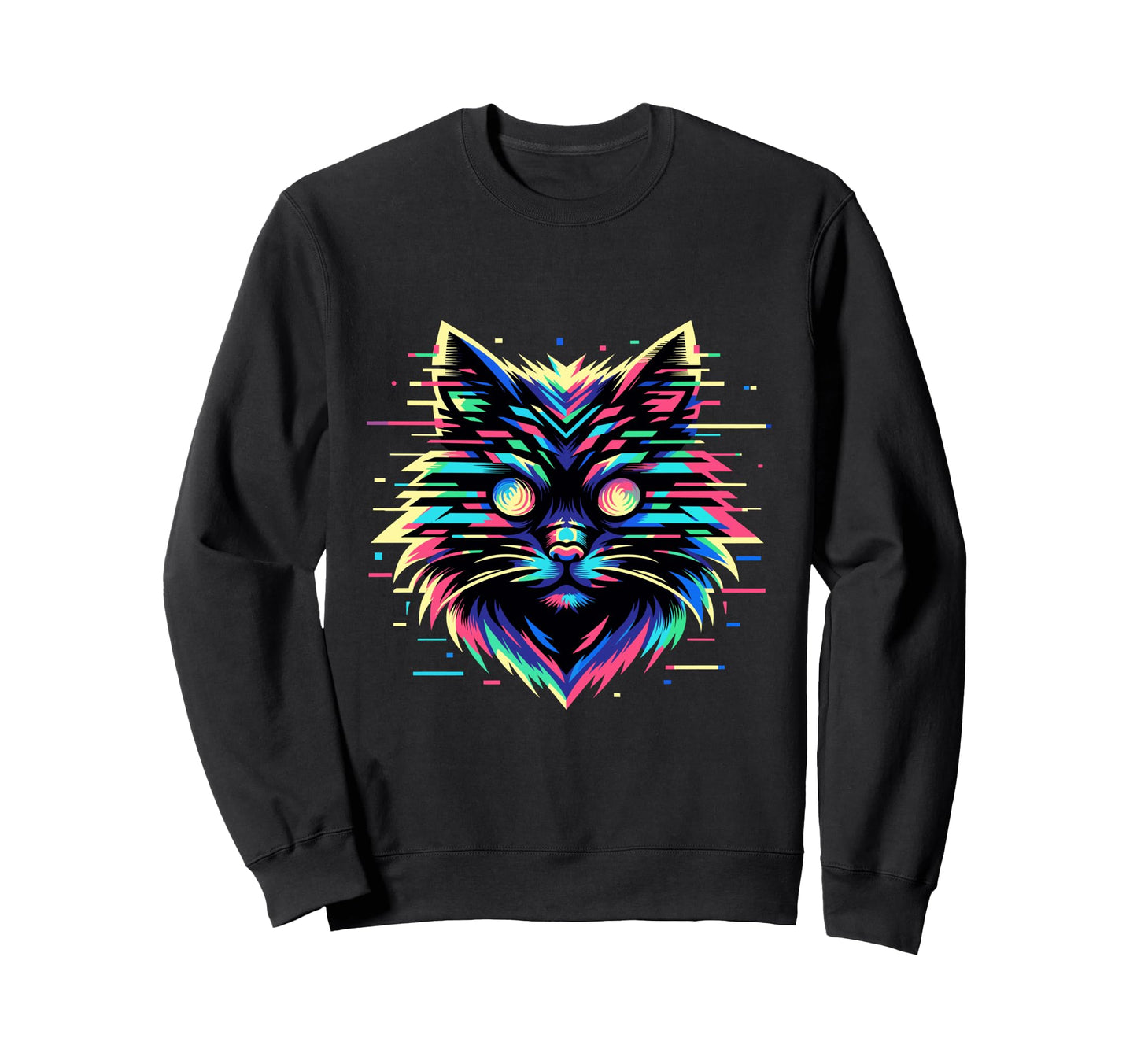 Psychedelic Cat Lover Weirdcore Sweatshirt - Graphic Print Unisex - T-Shirt, Sweatshirt, Hoodie