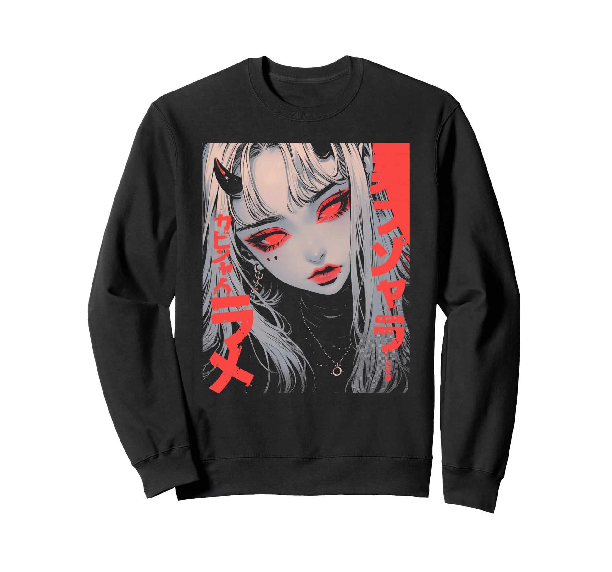 Goth Grunge Demon Anime Waifu Horror Sweatshirt - Unique Graphic Unisex - T-Shirt, Sweatshirt, Hoodie