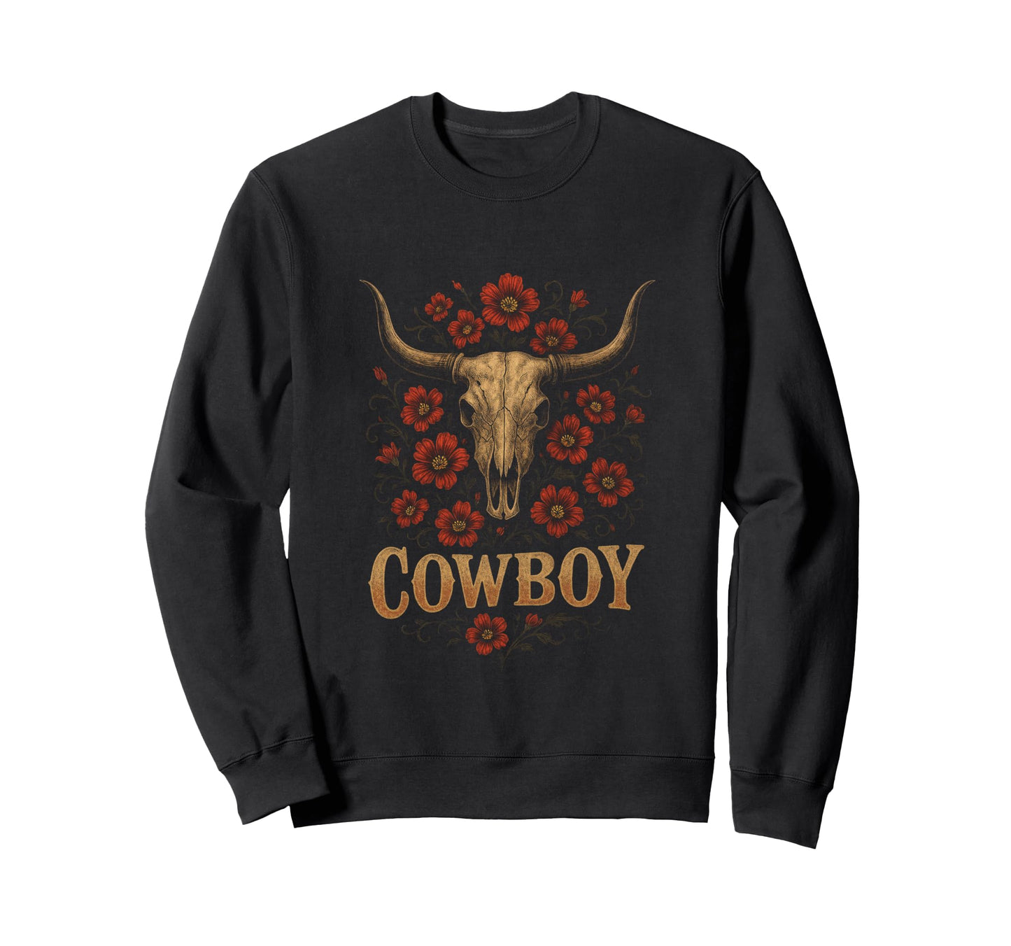 Cowboy Skull Western Rodeo Art Sweatshirt - Trendy Graphic Men Women - T-Shirt, Sweatshirt, Hoodie