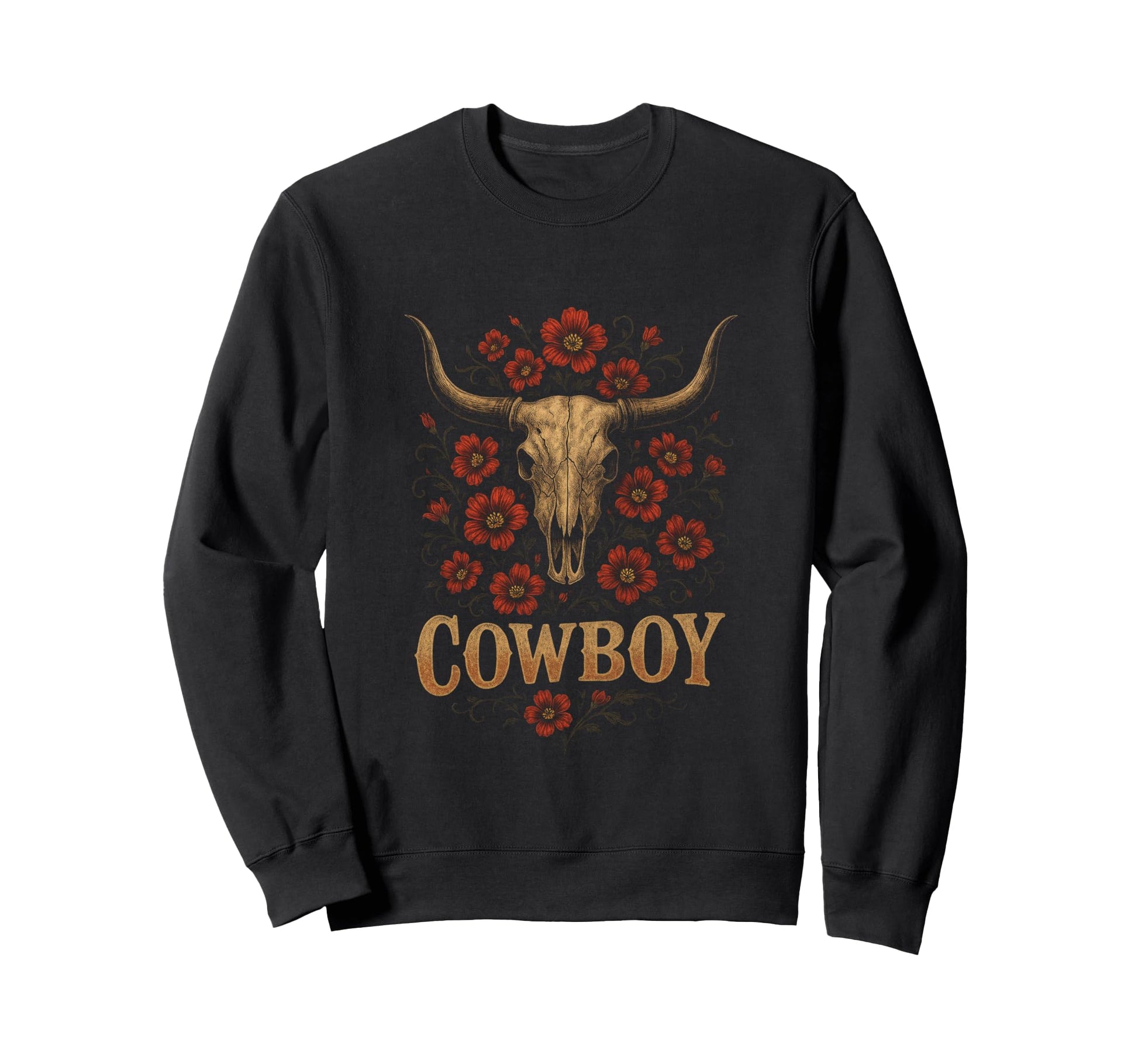 Cowboy Skull Western Rodeo Art Sweatshirt - Trendy Graphic Men Women - T-Shirt, Sweatshirt, Hoodie
