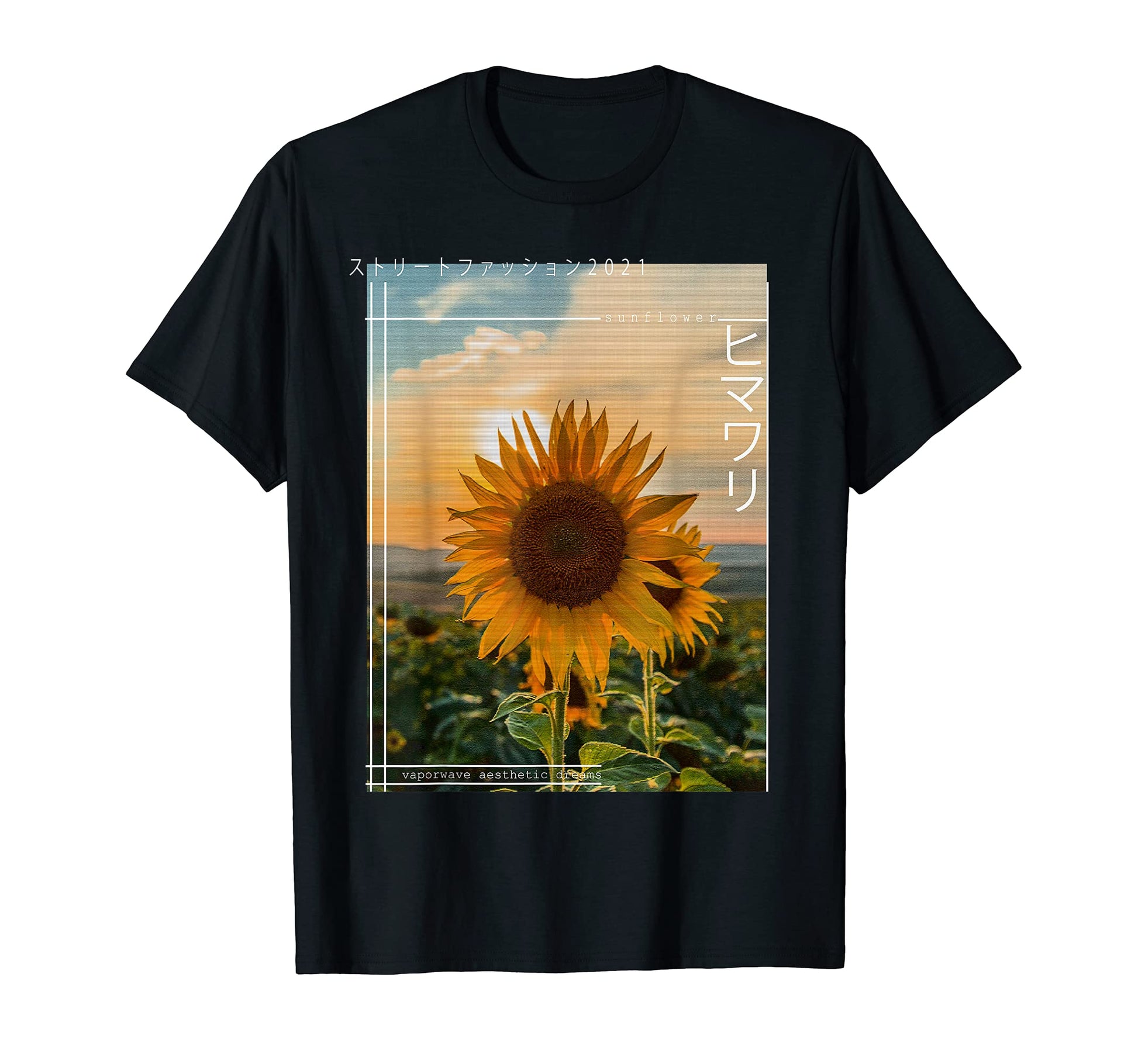 Japanese Floral Sunflower T-Shirt - Casual Everyday Wear for Adults - T-Shirt, Sweatshirt, Hoodie