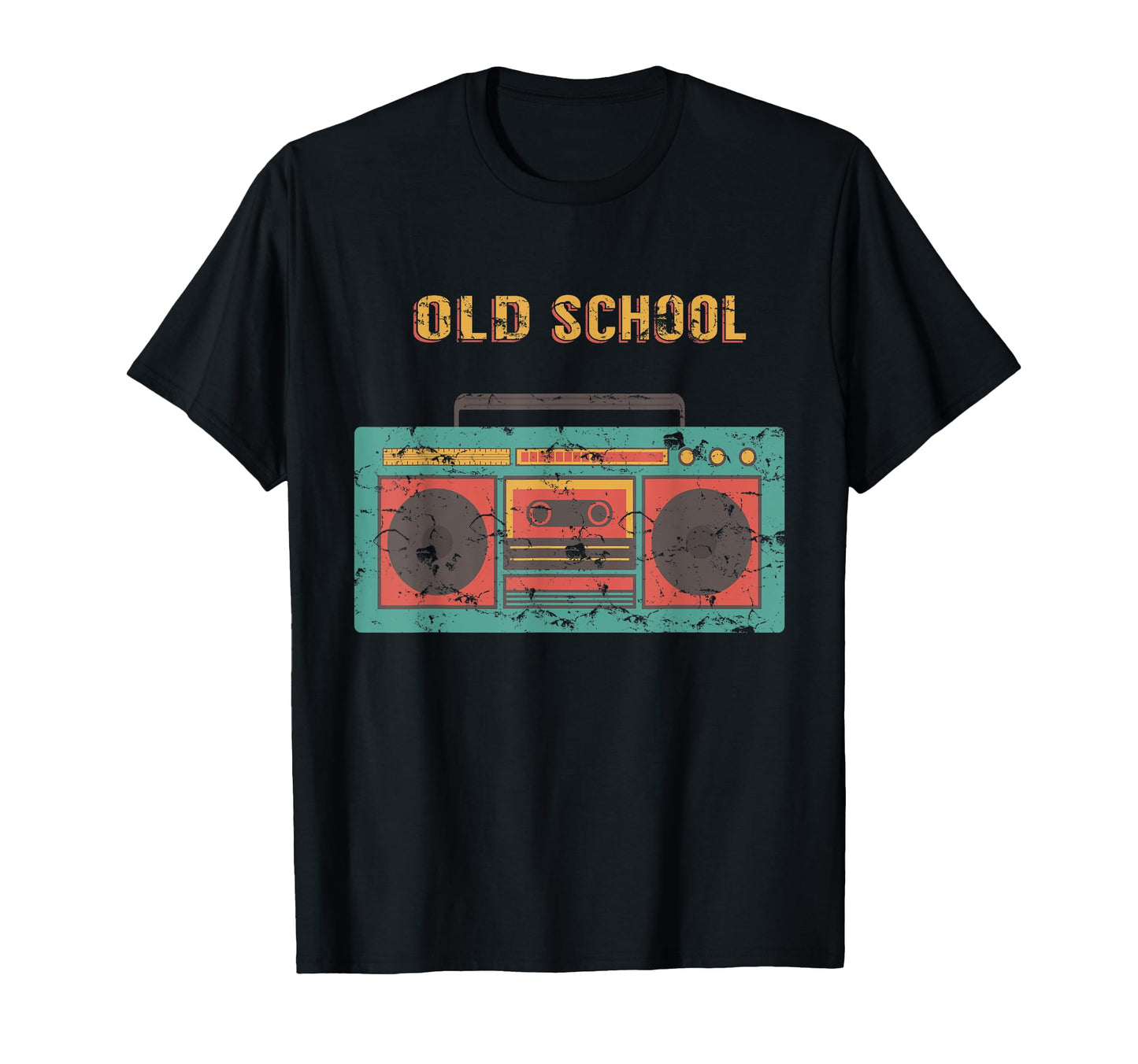 Old School Boombox Weathered 80S 90S T-Shirt - Unique Graphic for Adults - T-Shirt, Sweatshirt, Hoodie