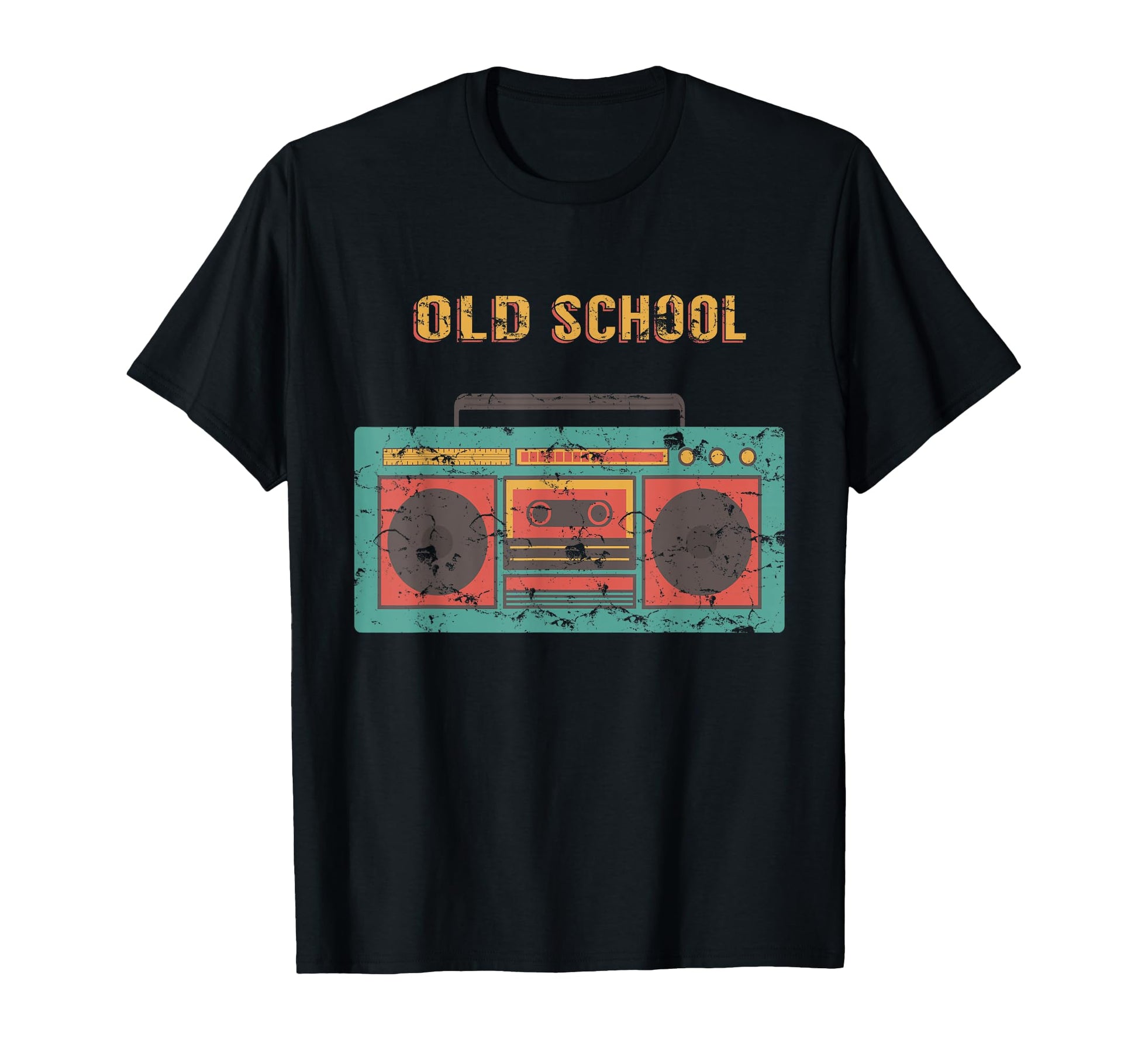 Old School Boombox Weathered 80S 90S T-Shirt - Unique Graphic for Adults - T-Shirt, Sweatshirt, Hoodie