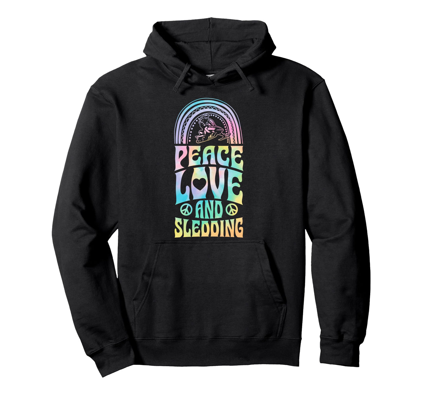 Peace Love And Sledding Hoodie - Casual Everyday Wear for Adults - T-Shirt, Sweatshirt, Hoodie