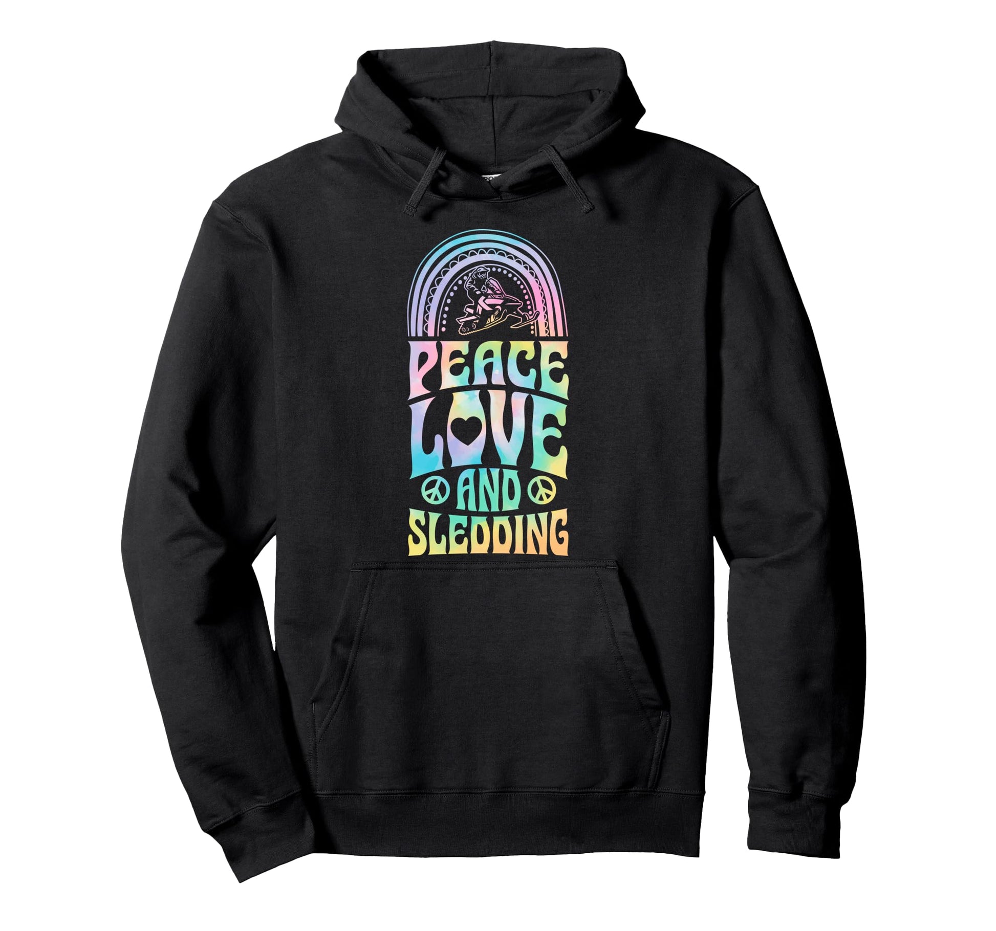 Peace Love And Sledding Hoodie - Casual Everyday Wear for Adults - T-Shirt, Sweatshirt, Hoodie
