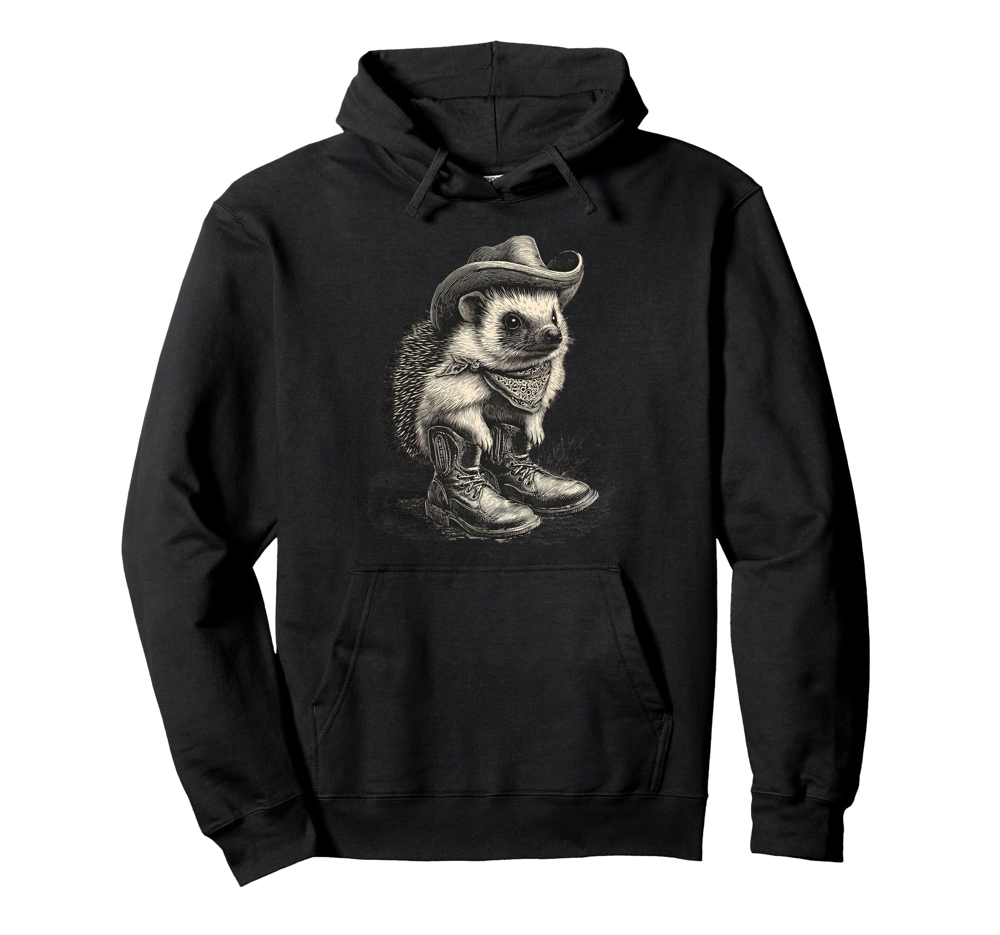 Hedgehog Cowboy Rodeo Cowgirl Western Hoodie - Fun Novelty Design Unisex - T-Shirt, Sweatshirt, Hoodie