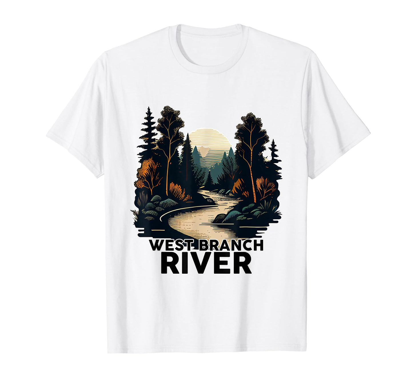 West Branch River Minimalist River West T-Shirt - Trendy Graphic Men Women - T-Shirt, Sweatshirt, Hoodie