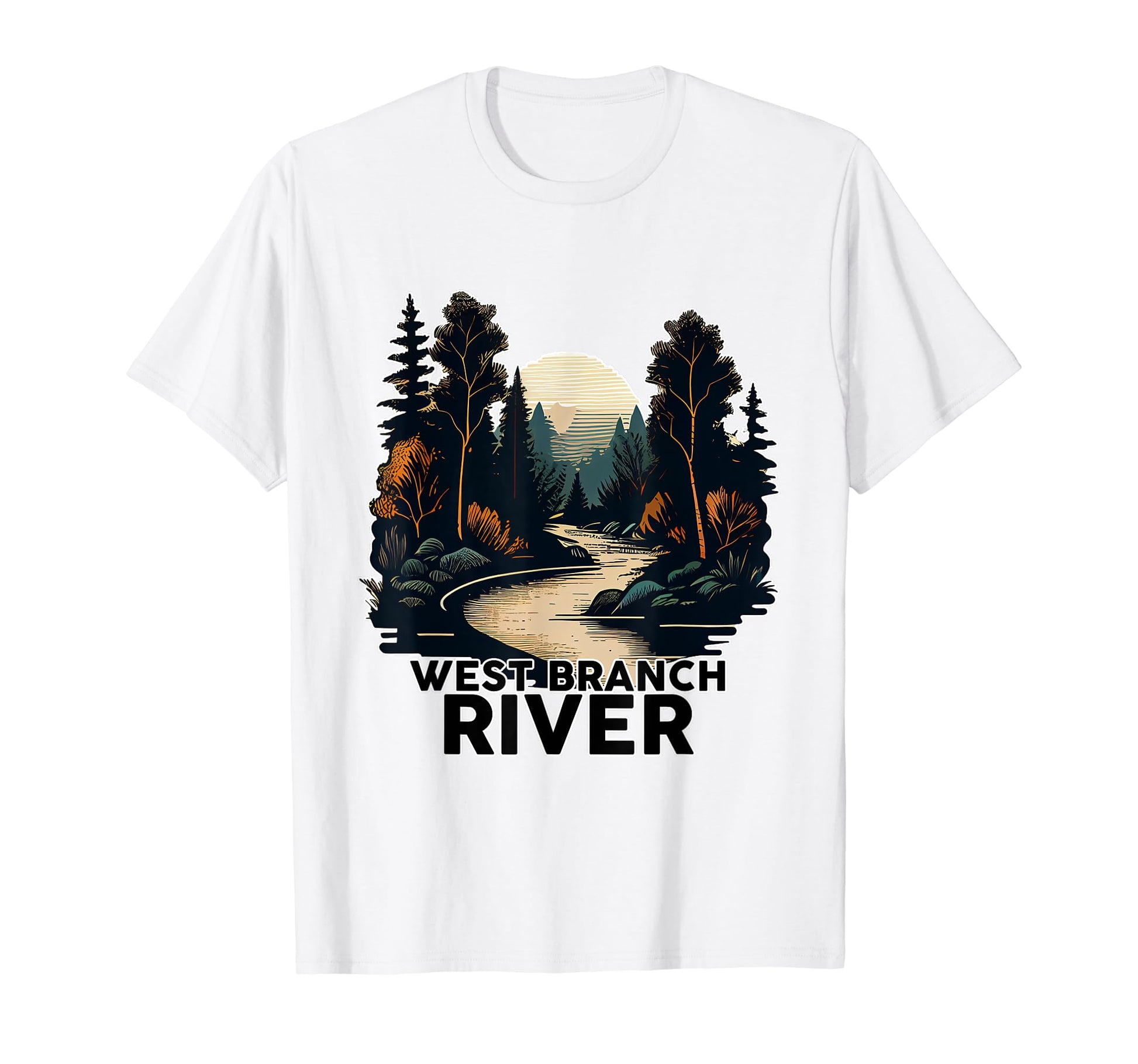 West Branch River Minimalist River West T-Shirt - Trendy Graphic Men Women - T-Shirt, Sweatshirt, Hoodie