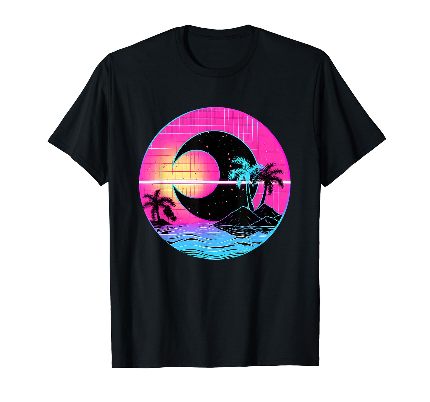 Moon Vaporwave Aesthetic 80S T-Shirt - Minimalist Print Men Women - T-Shirt, Sweatshirt, Hoodie