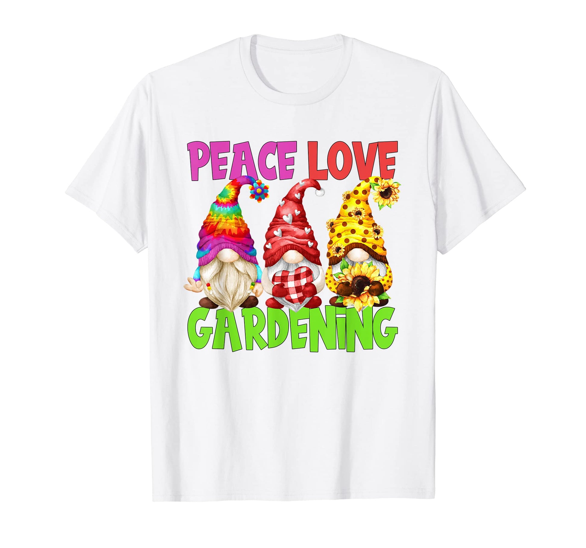 Summer Sunflower Gnomes Peace Love T-Shirt - Aesthetic Graphic for Adults - T-Shirt, Sweatshirt, Hoodie