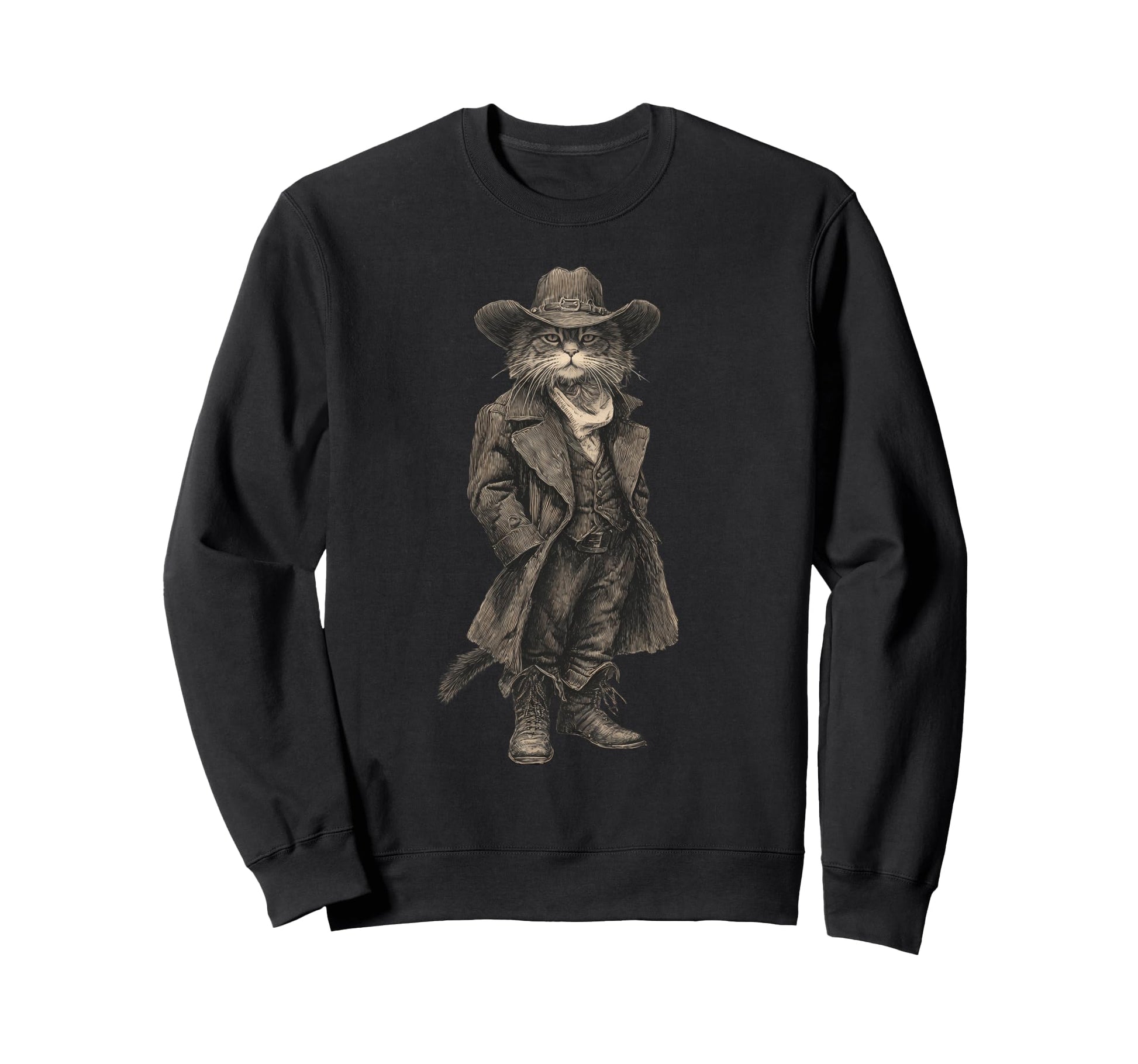 Cat Cowboy Western Country Sweatshirt - Casual Everyday Wear Men Women - T-Shirt, Sweatshirt, Hoodie