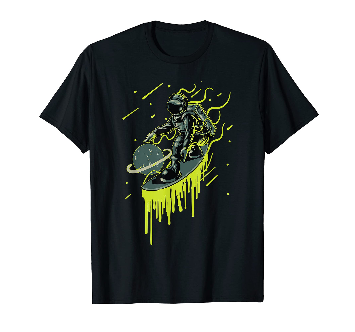 Space Astronaut Surfer Paint Drip T-Shirt - Unique Graphic Men Women - T-Shirt, Sweatshirt, Hoodie