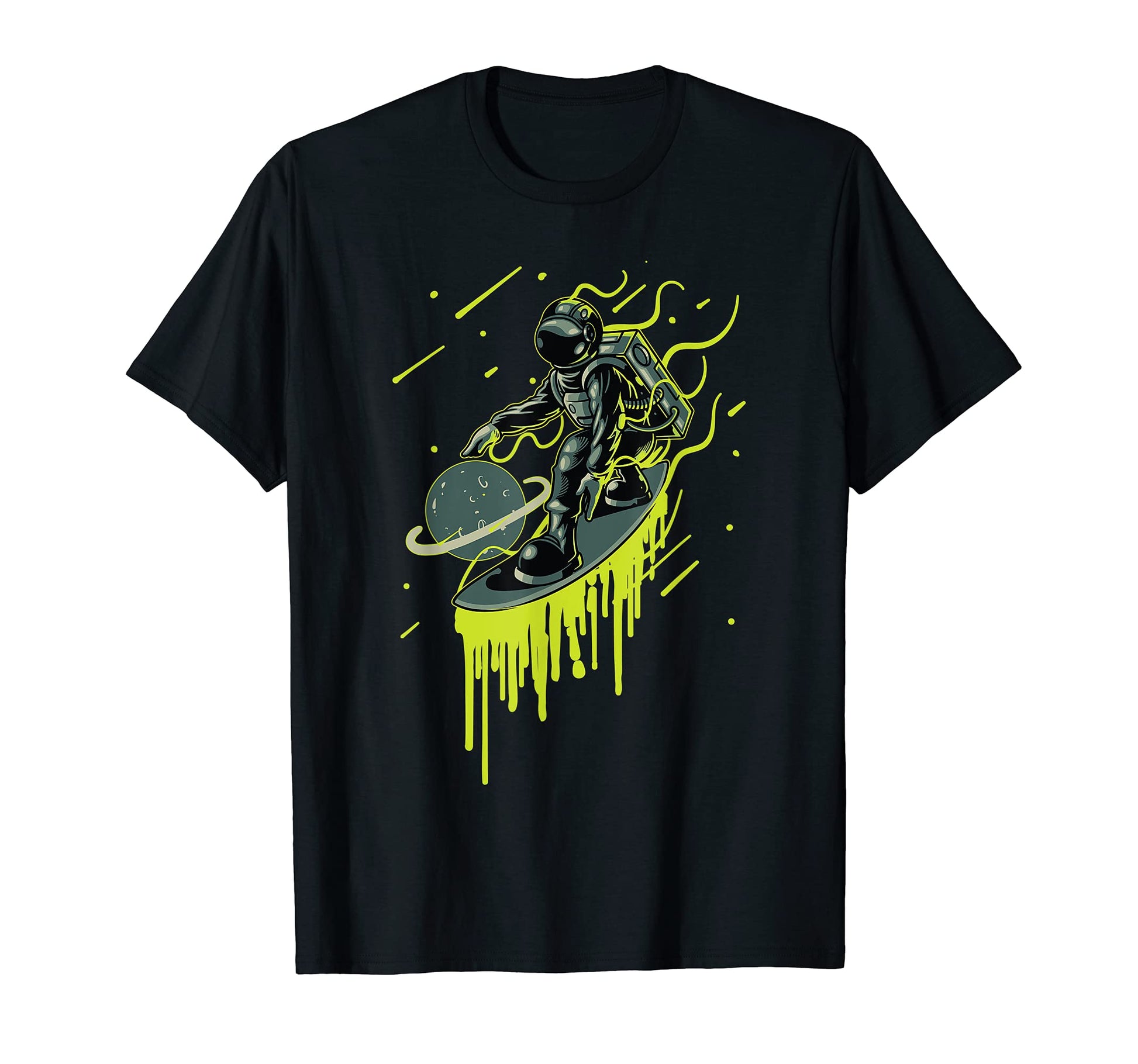 Space Astronaut Surfer Paint Drip T-Shirt - Unique Graphic Men Women - T-Shirt, Sweatshirt, Hoodie