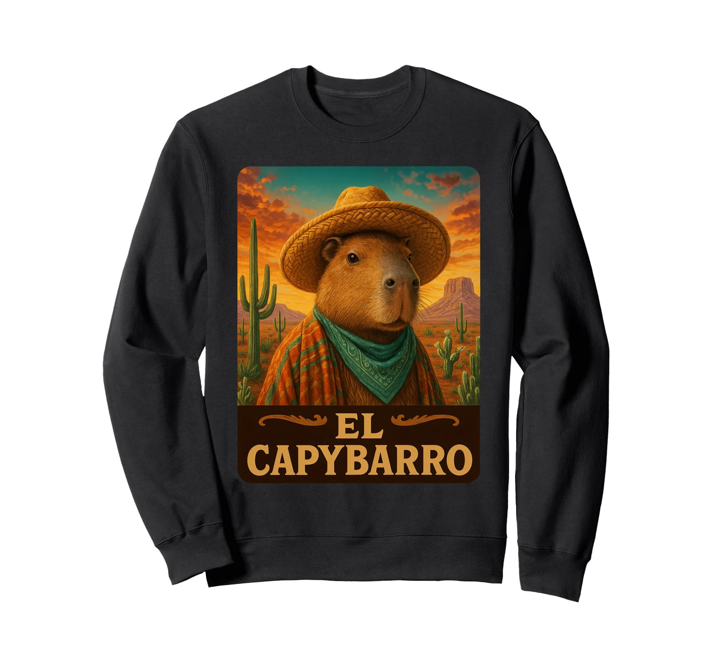 Capybara El Capybarro Wild West Sweatshirt - Minimalist Print Men Women - T-Shirt, Sweatshirt, Hoodie