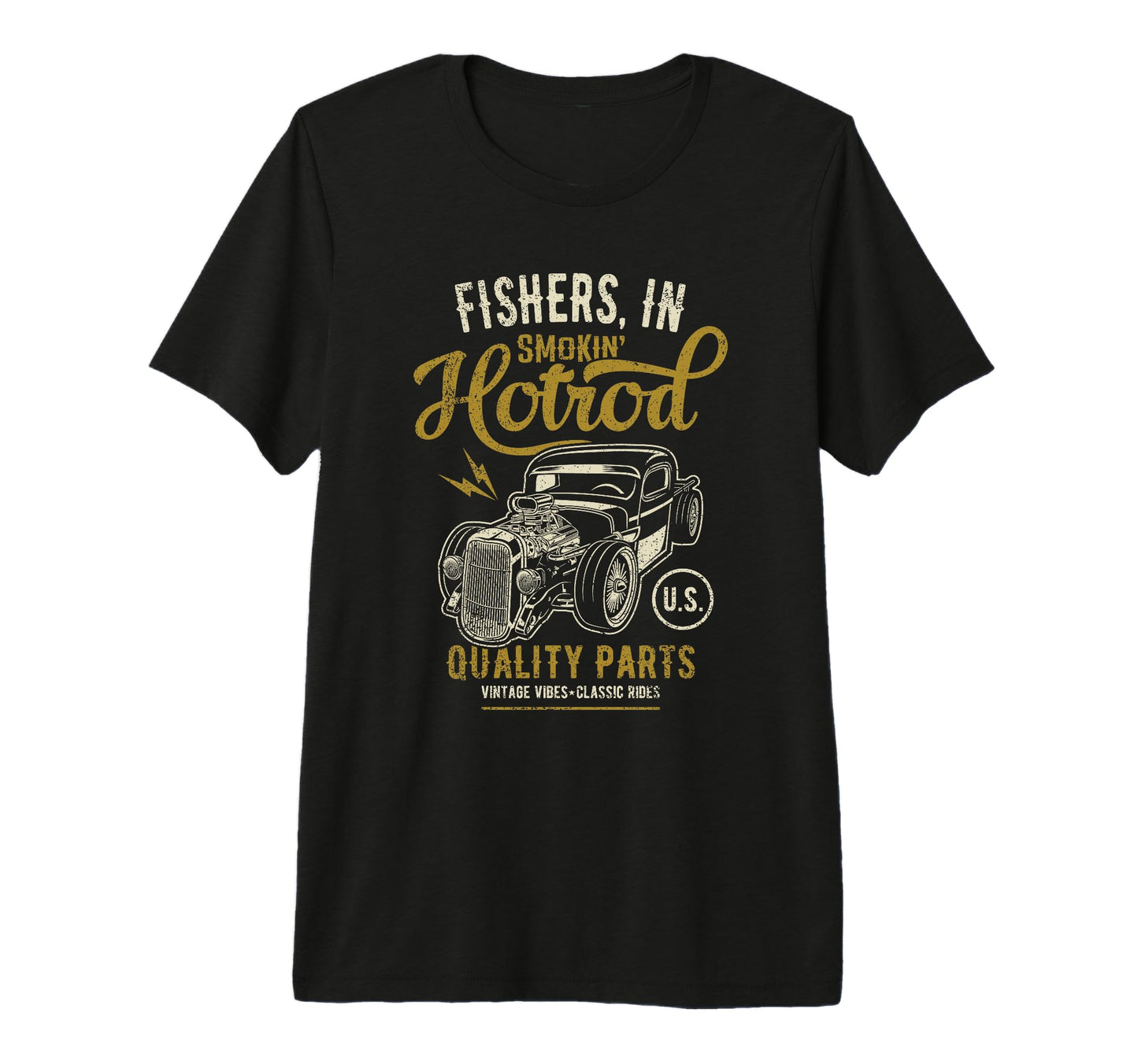 Fishers Indiana Usa Hotrod Car T-Shirt - Fun Novelty Design Unisex - T-Shirt, Sweatshirt, Hoodie