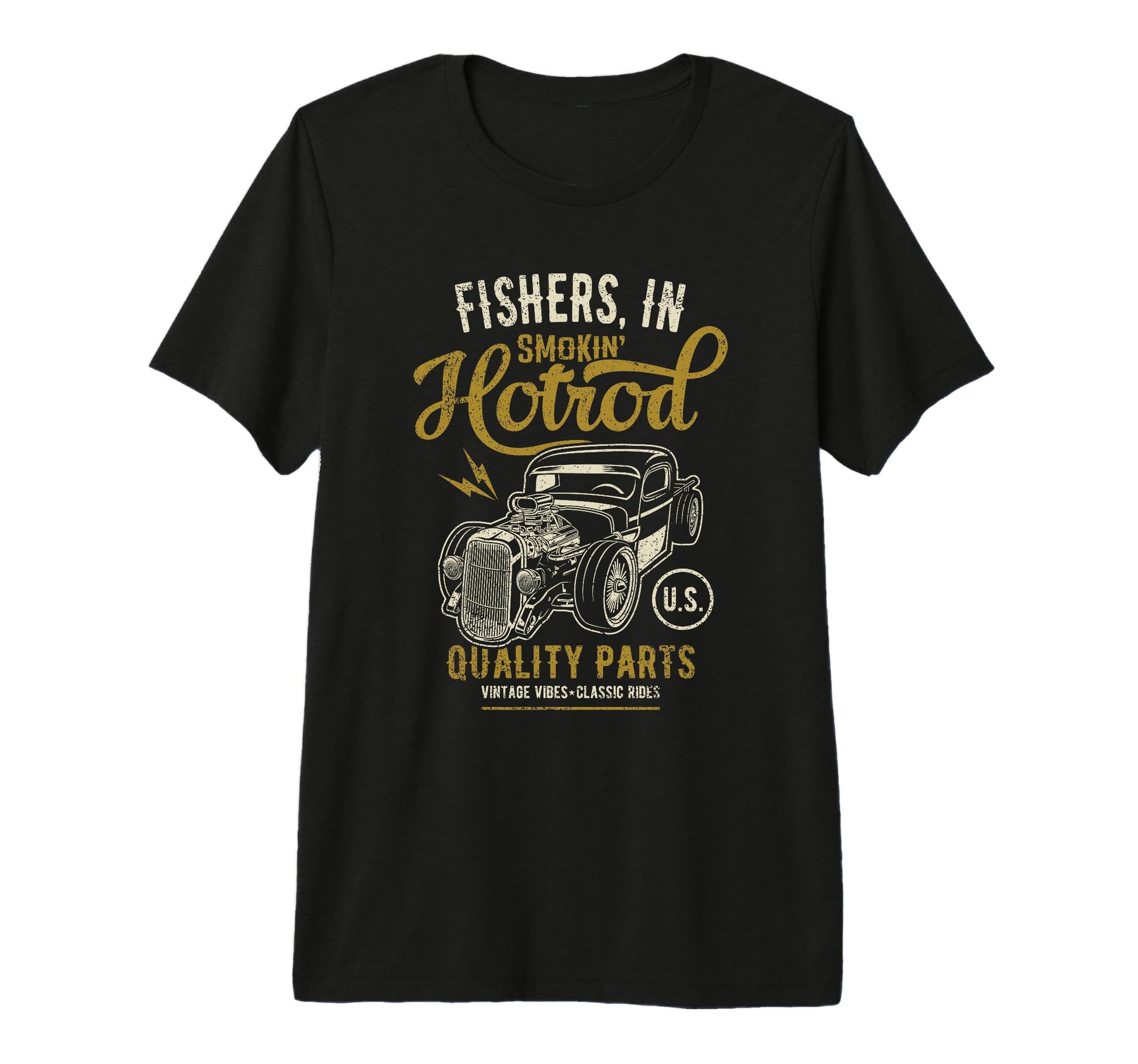 Fishers Indiana Usa Hotrod Car T-Shirt - Fun Novelty Design Unisex - T-Shirt, Sweatshirt, Hoodie