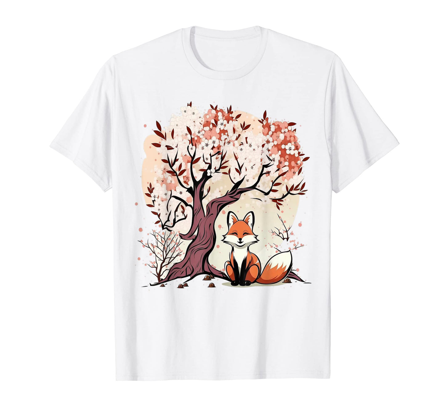Fox Cherry Blossom Japanese Aesthetic T-Shirt - Trendy Graphic Men Women - T-Shirt, Sweatshirt, Hoodie