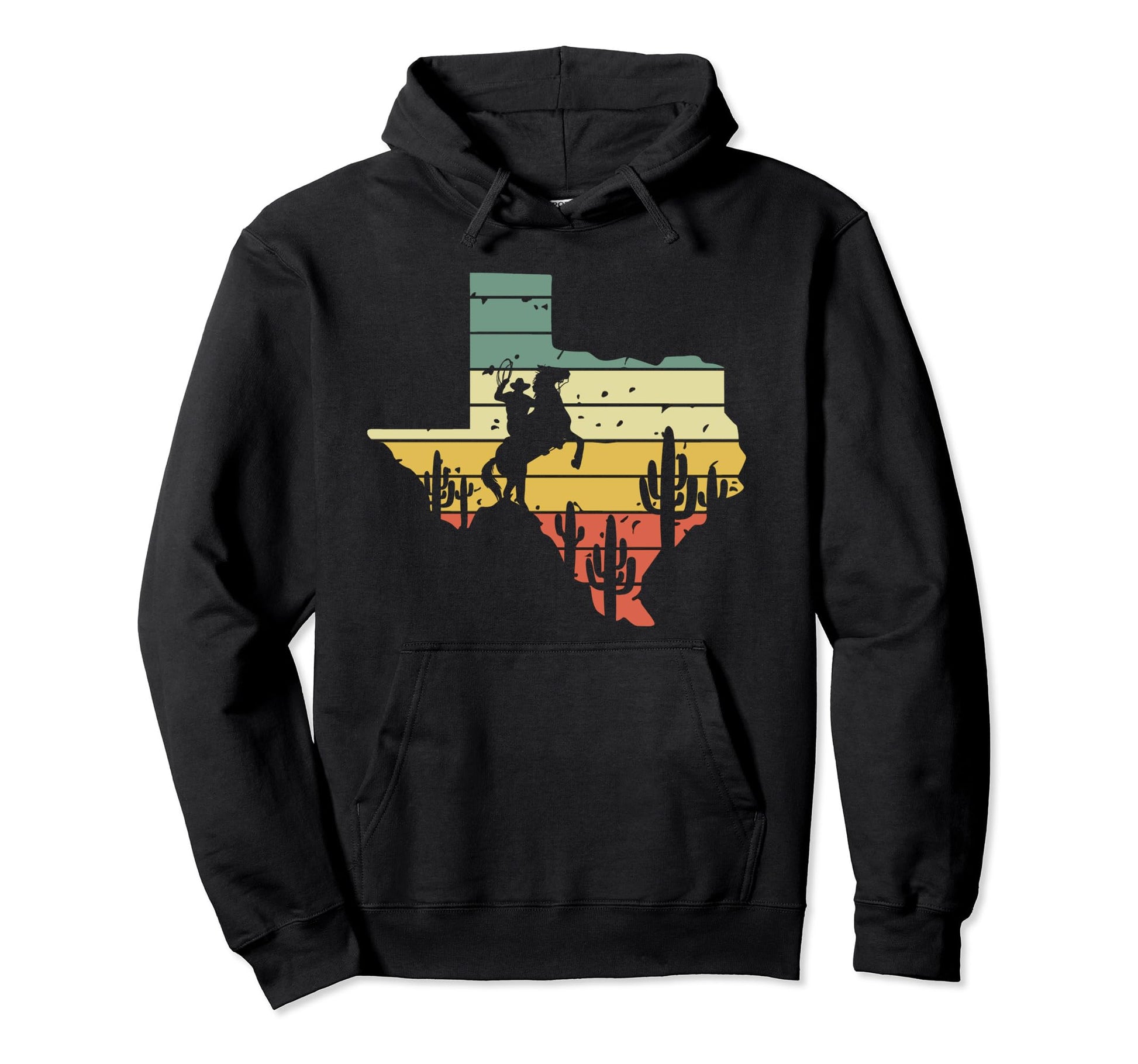 Texas Cowboy Sunset Texas Map Texan Hoodie - Custom Art Print Men Women - T-Shirt, Sweatshirt, Hoodie