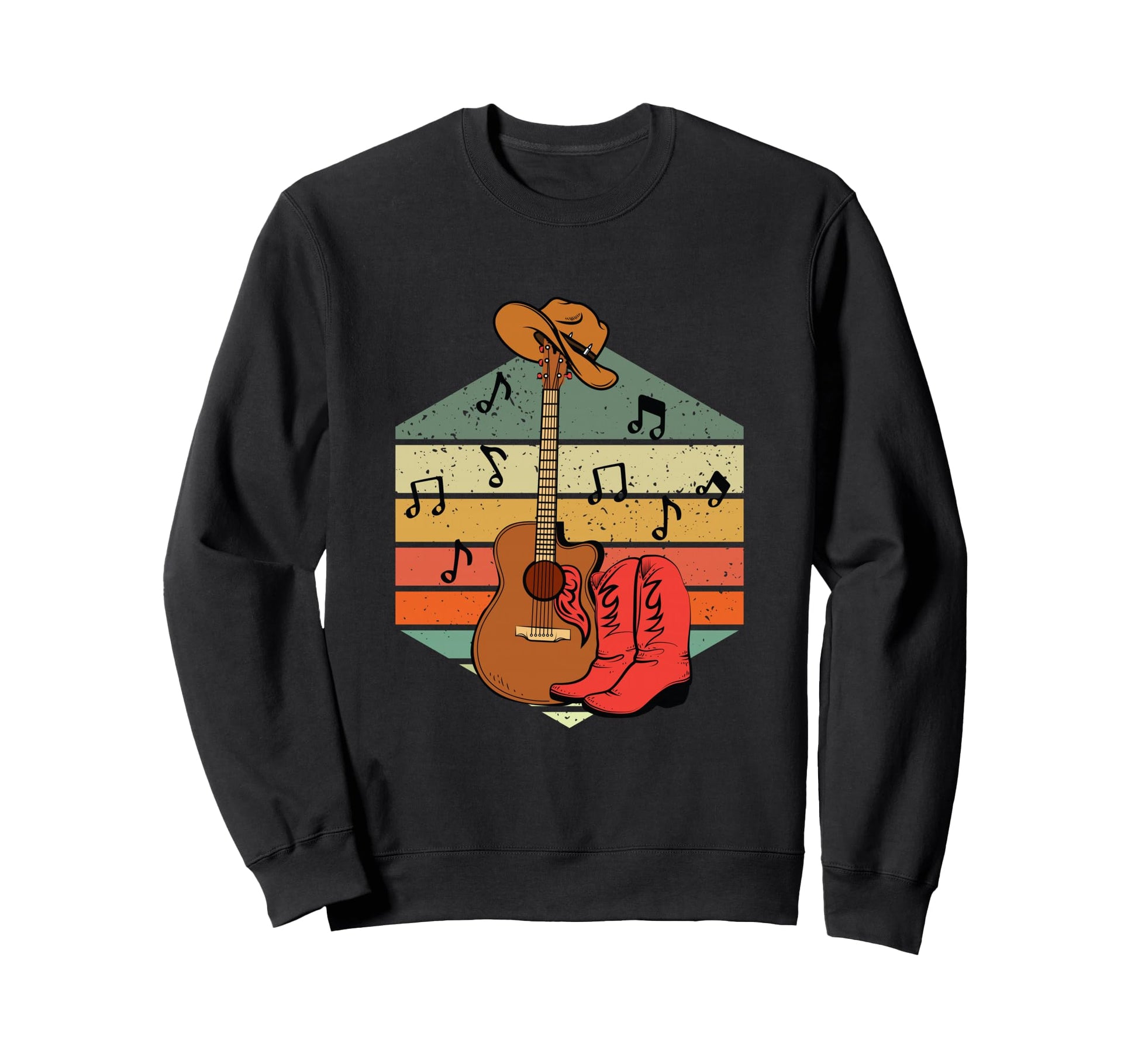 Cowboy Boots Hat Guitar Western Sweatshirt - Graphic Print Men Women - T-Shirt, Sweatshirt, Hoodie