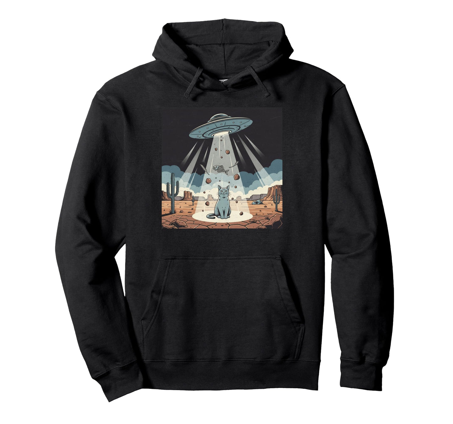 Wild Ufo Cowboy Cat 90S Western West Hoodie - Fun Novelty Design Unisex - T-Shirt, Sweatshirt, Hoodie