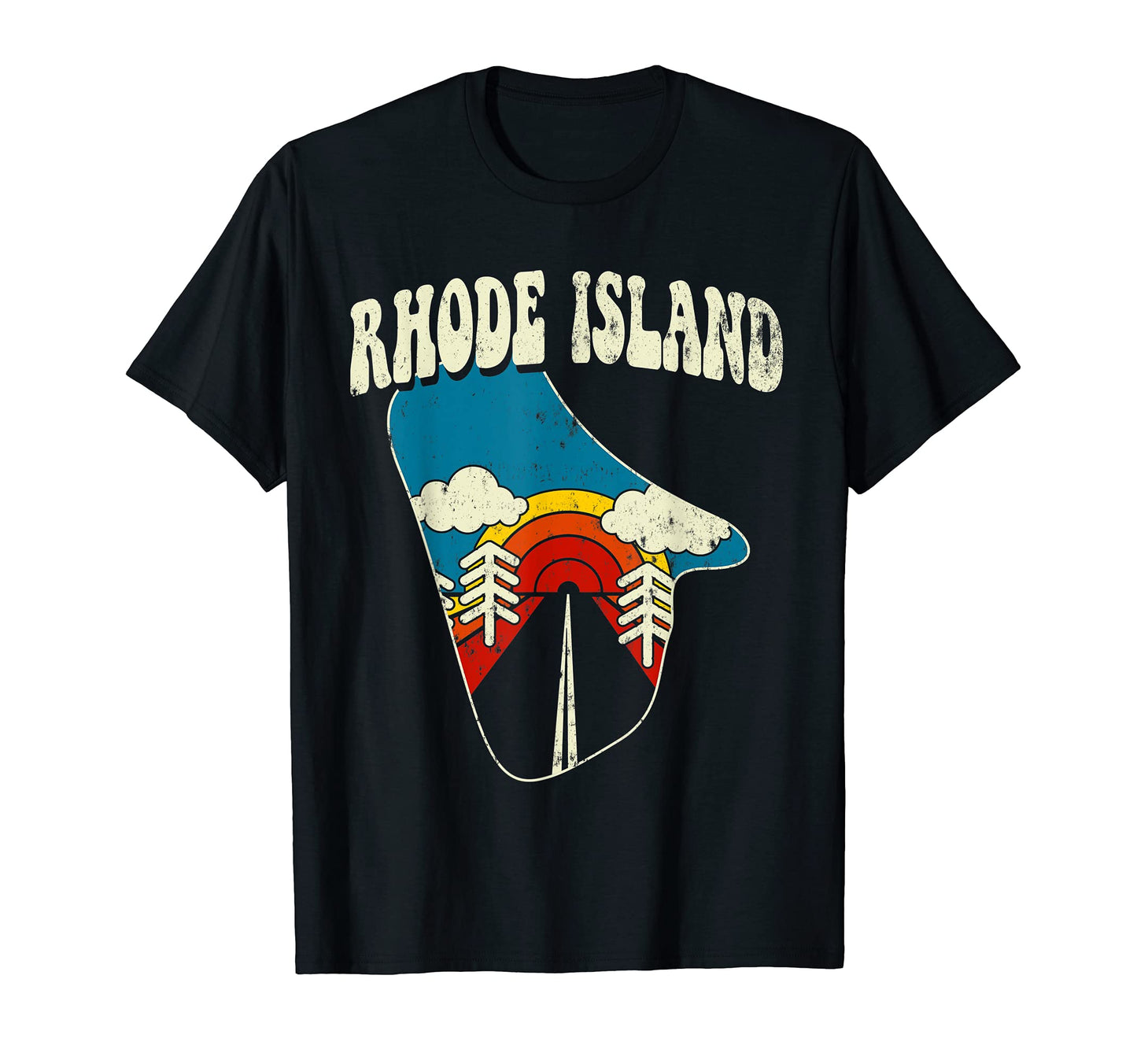 Rhode Island State Rainbow Hippie T-Shirt - Aesthetic Graphic for Adults - T-Shirt, Sweatshirt, Hoodie