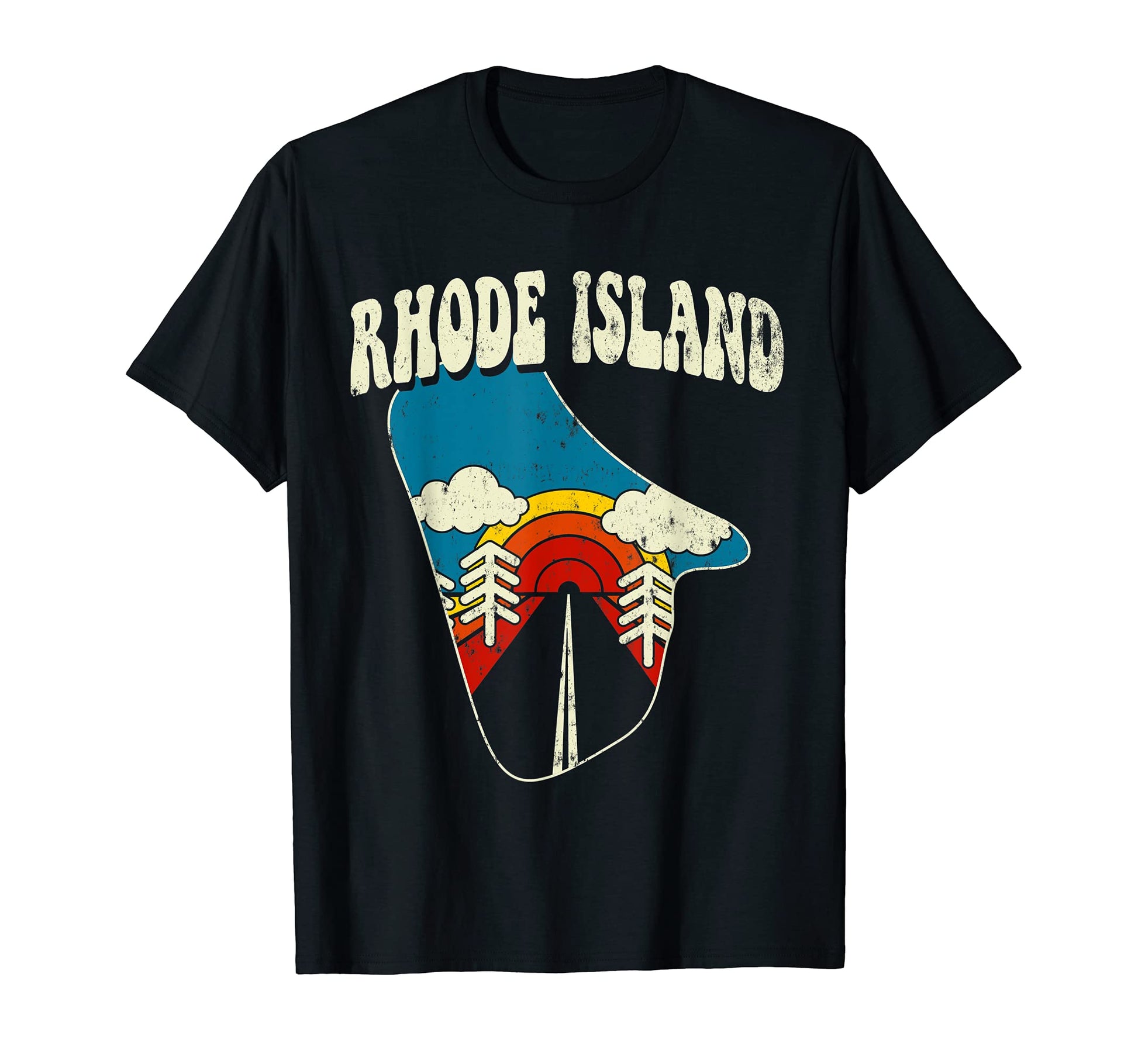 Rhode Island State Rainbow Hippie T-Shirt - Aesthetic Graphic for Adults - T-Shirt, Sweatshirt, Hoodie