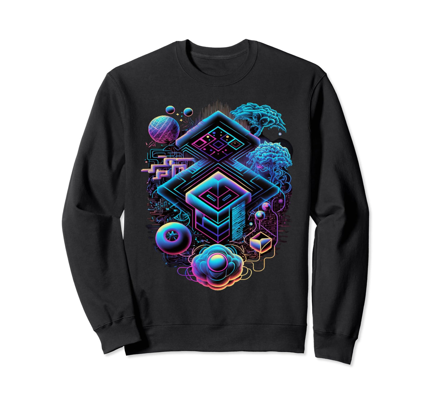 Vaporwave Aesthetic Psychedelic Sweatshirt - Fun Novelty Design for Adults - T-Shirt, Sweatshirt, Hoodie