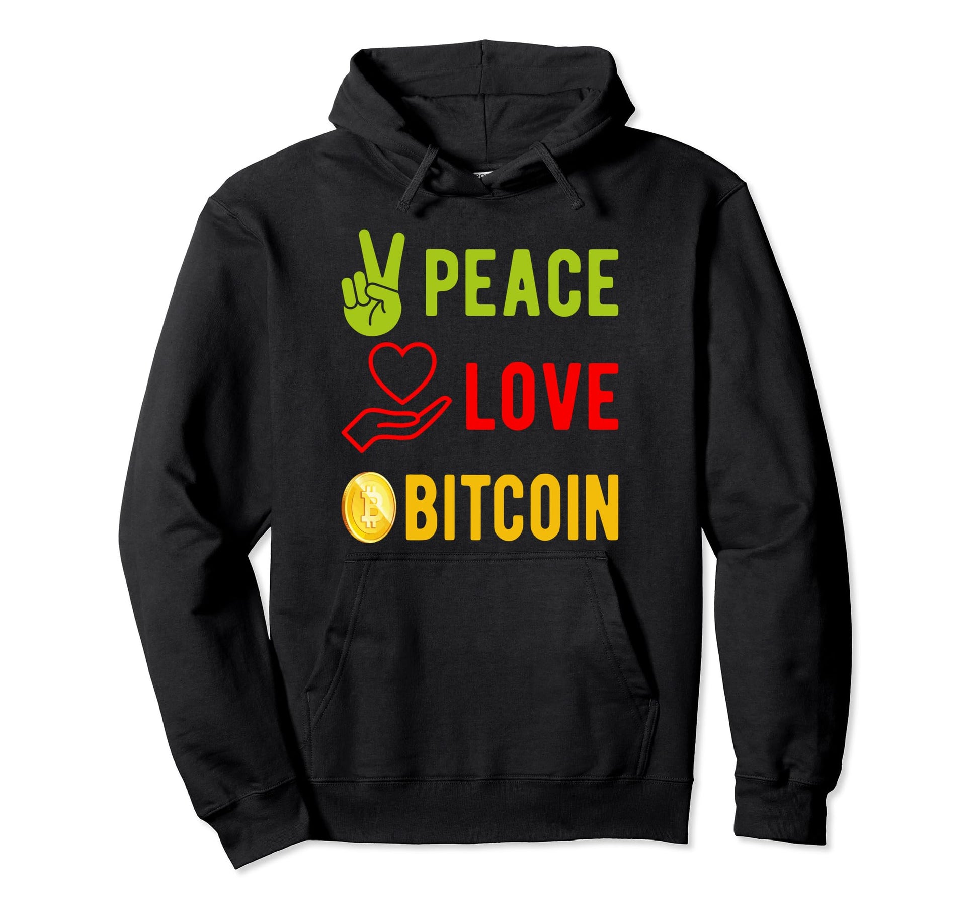Peace Love Bitcoin Crypto Currency Sweatshirt - Trendy Graphic Men Women - T-Shirt, Sweatshirt, Hoodie
