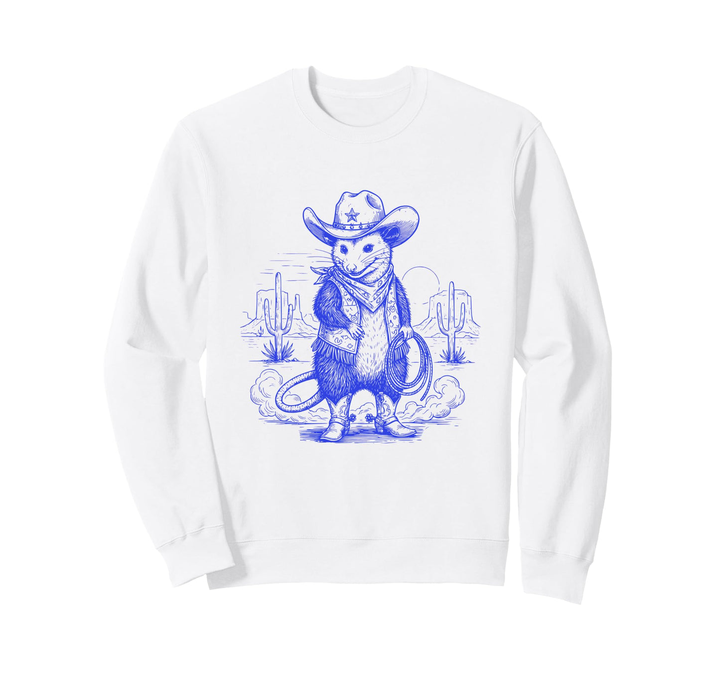 Funny Opossum Western Cowboy Sweatshirt - Novelty Apparel for Adults - T-Shirt, Sweatshirt, Hoodie