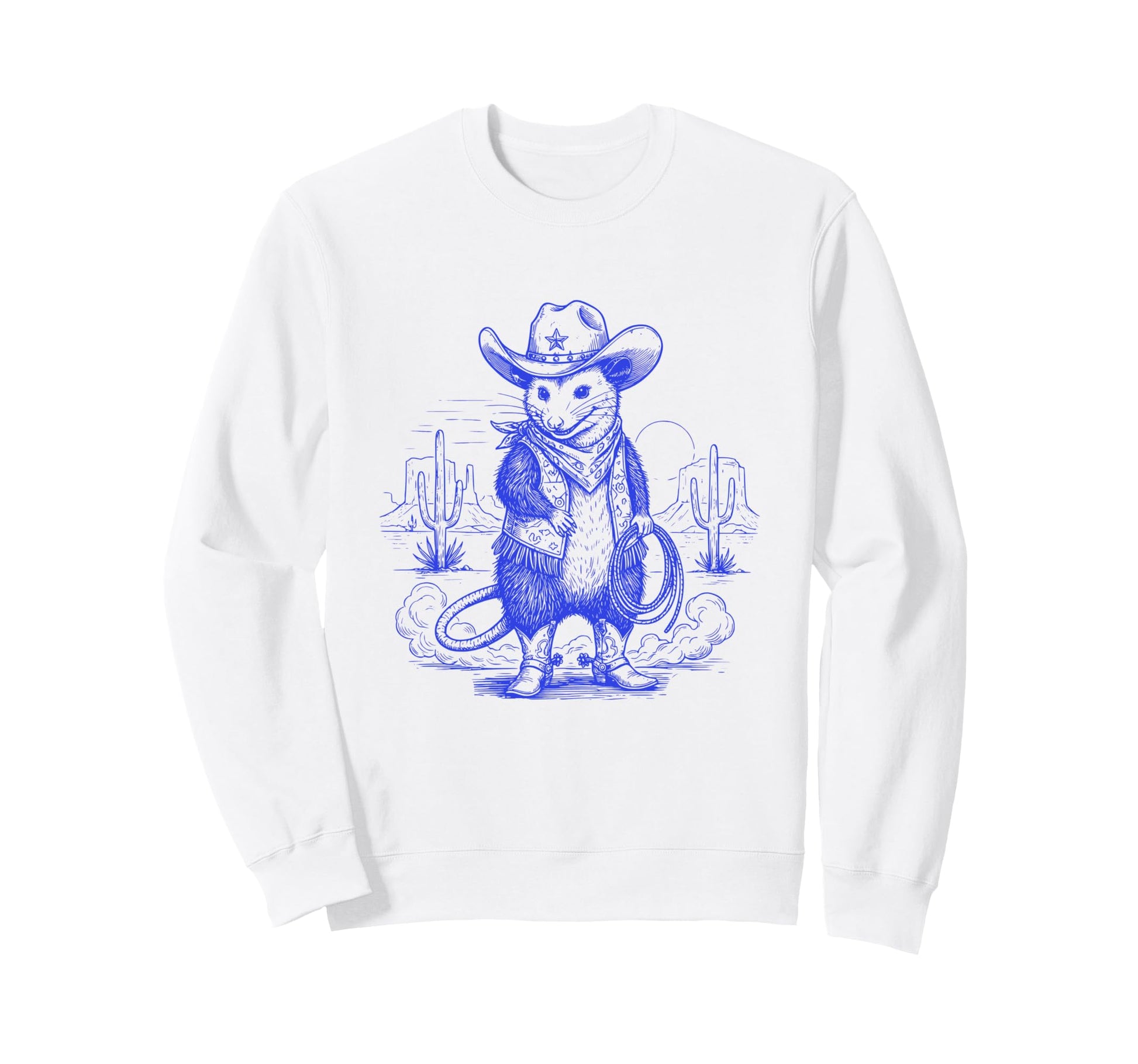 Funny Opossum Western Cowboy Sweatshirt - Novelty Apparel for Adults - T-Shirt, Sweatshirt, Hoodie