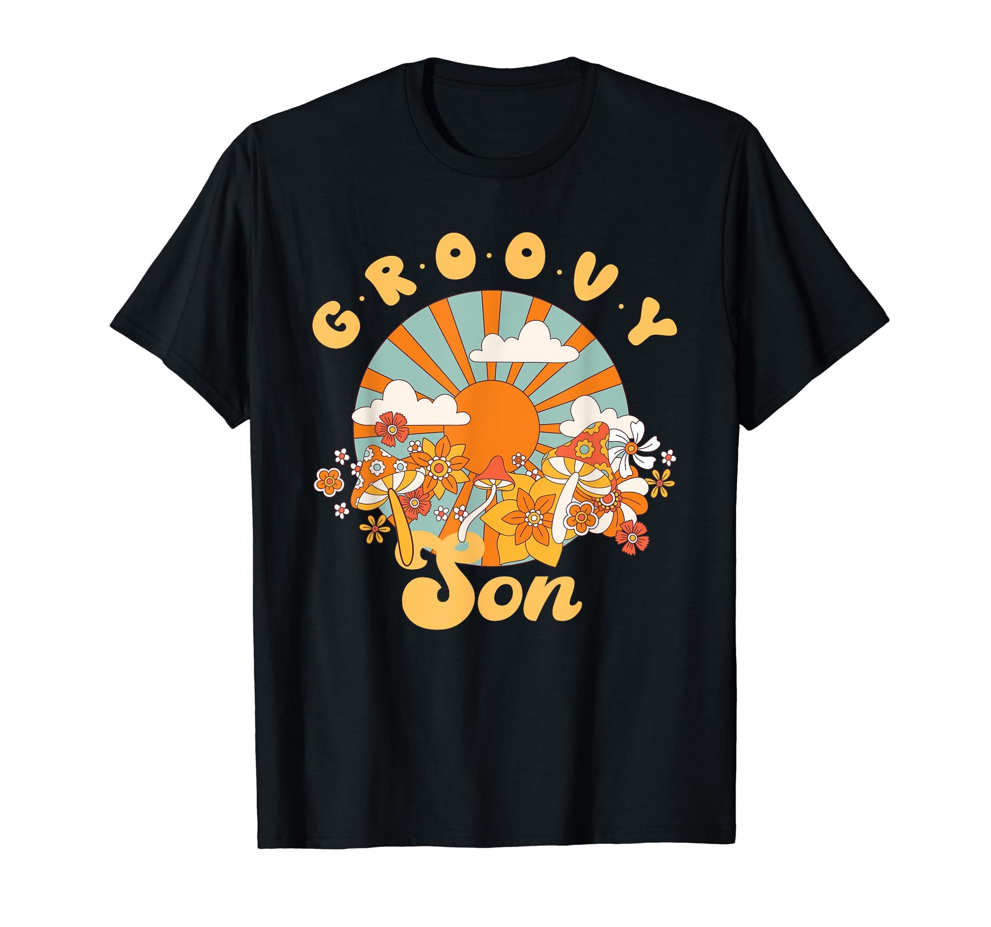 Groovy Son Rainbow Colorful Flowers T-Shirt - Minimalist Print for Adults - T-Shirt, Sweatshirt, Hoodie