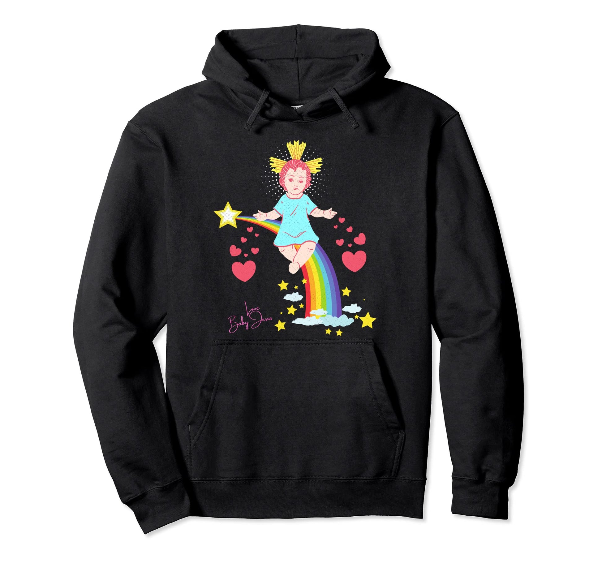 Jesus Loves Me Christian Icon Rainbow Hoodie - Novelty Apparel Unisex - T-Shirt, Sweatshirt, Hoodie