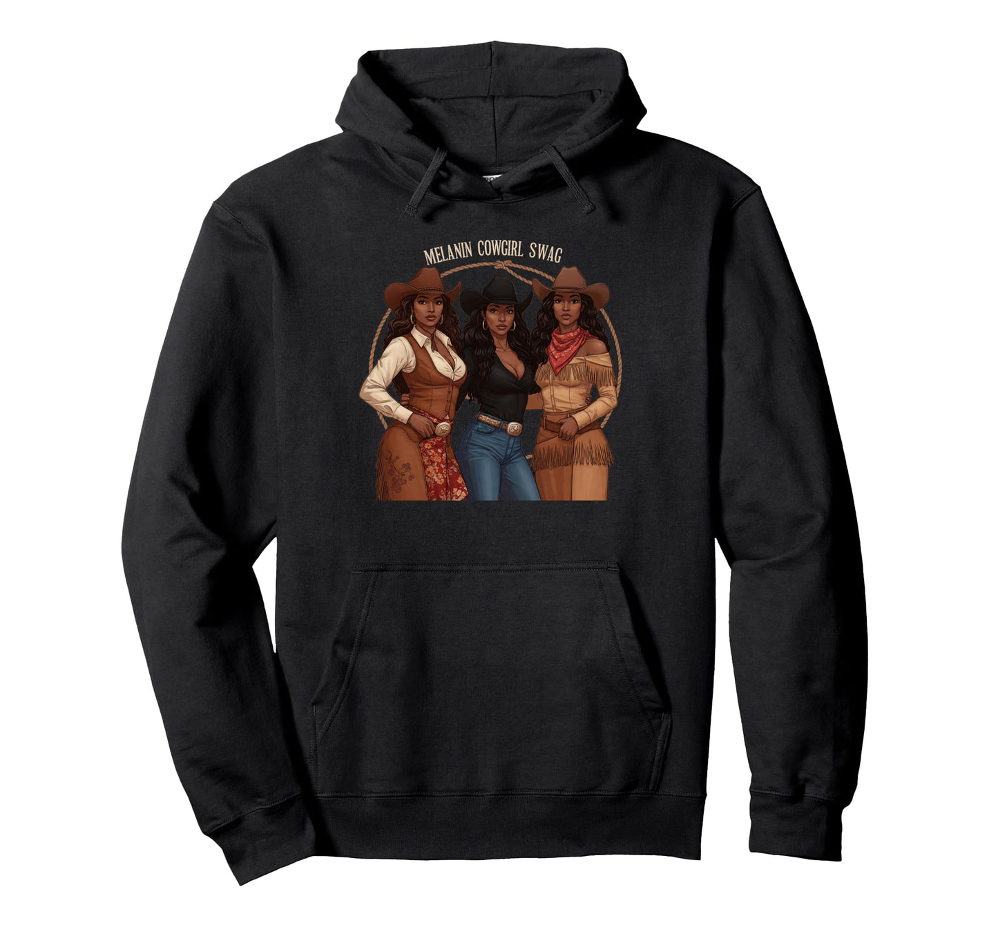 Lets Go Western Country Melanin Cowgirl Hoodie - Aesthetic Graphic Unisex - T-Shirt, Sweatshirt, Hoodie