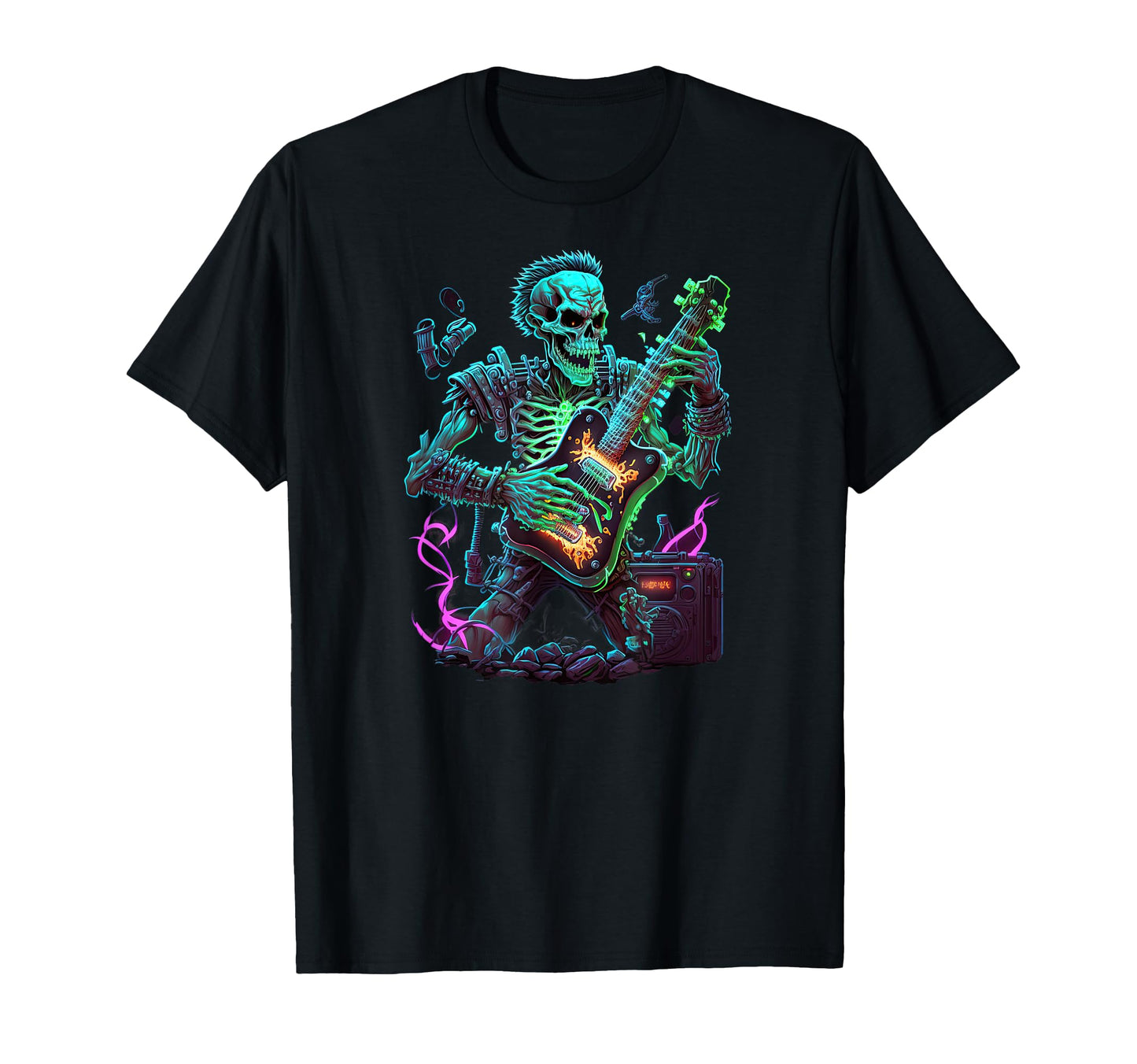Skeleton Playing Guitar Rock Star T-Shirt - Streetwear Style Unisex - T-Shirt, Sweatshirt, Hoodie