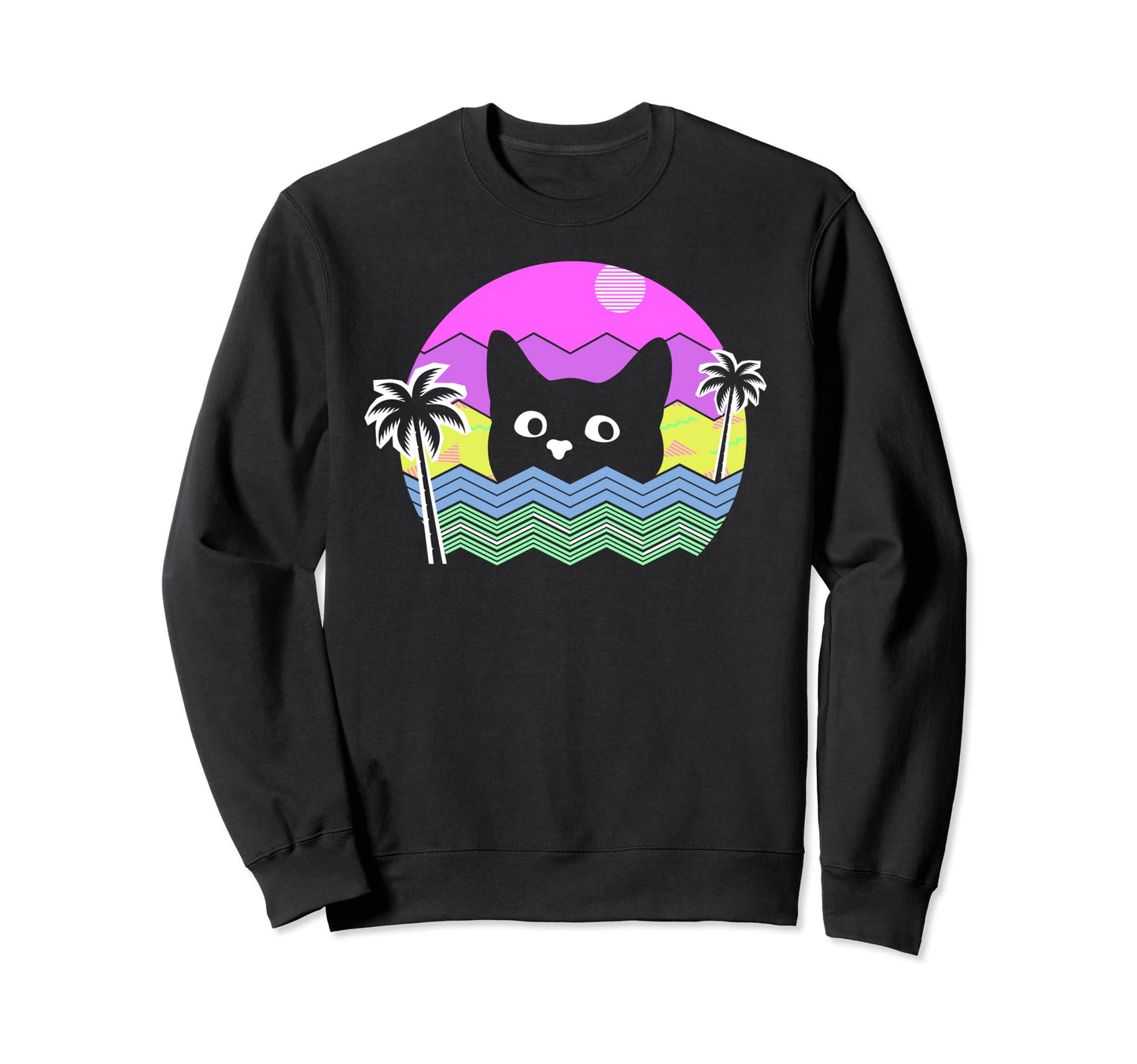Cat 90S Vaporwave Aesthetic Sweatshirt - Aesthetic Graphic for Adults - T-Shirt, Sweatshirt, Hoodie