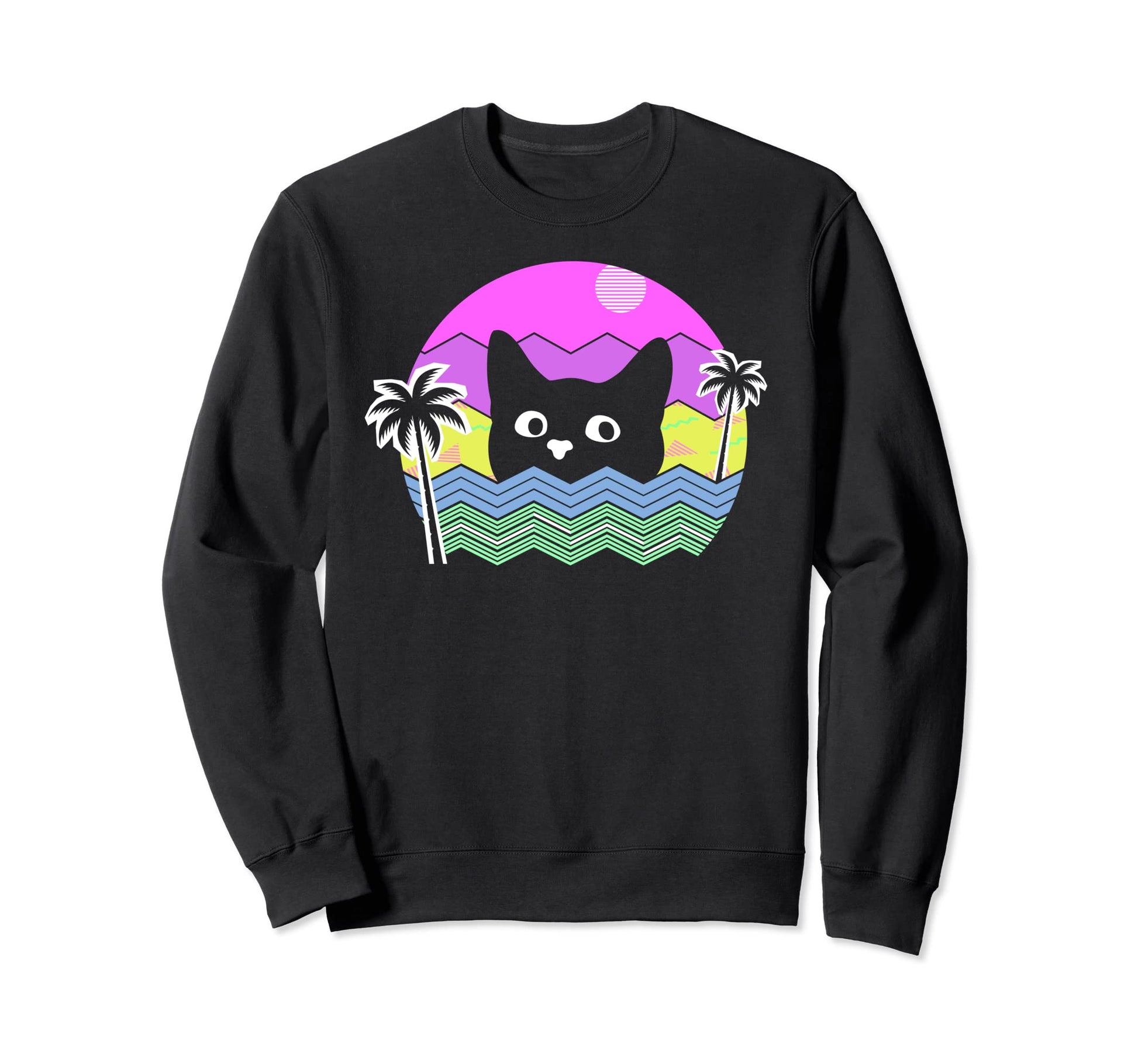 Cat 90S Vaporwave Aesthetic Sweatshirt - Aesthetic Graphic for Adults - T-Shirt, Sweatshirt, Hoodie