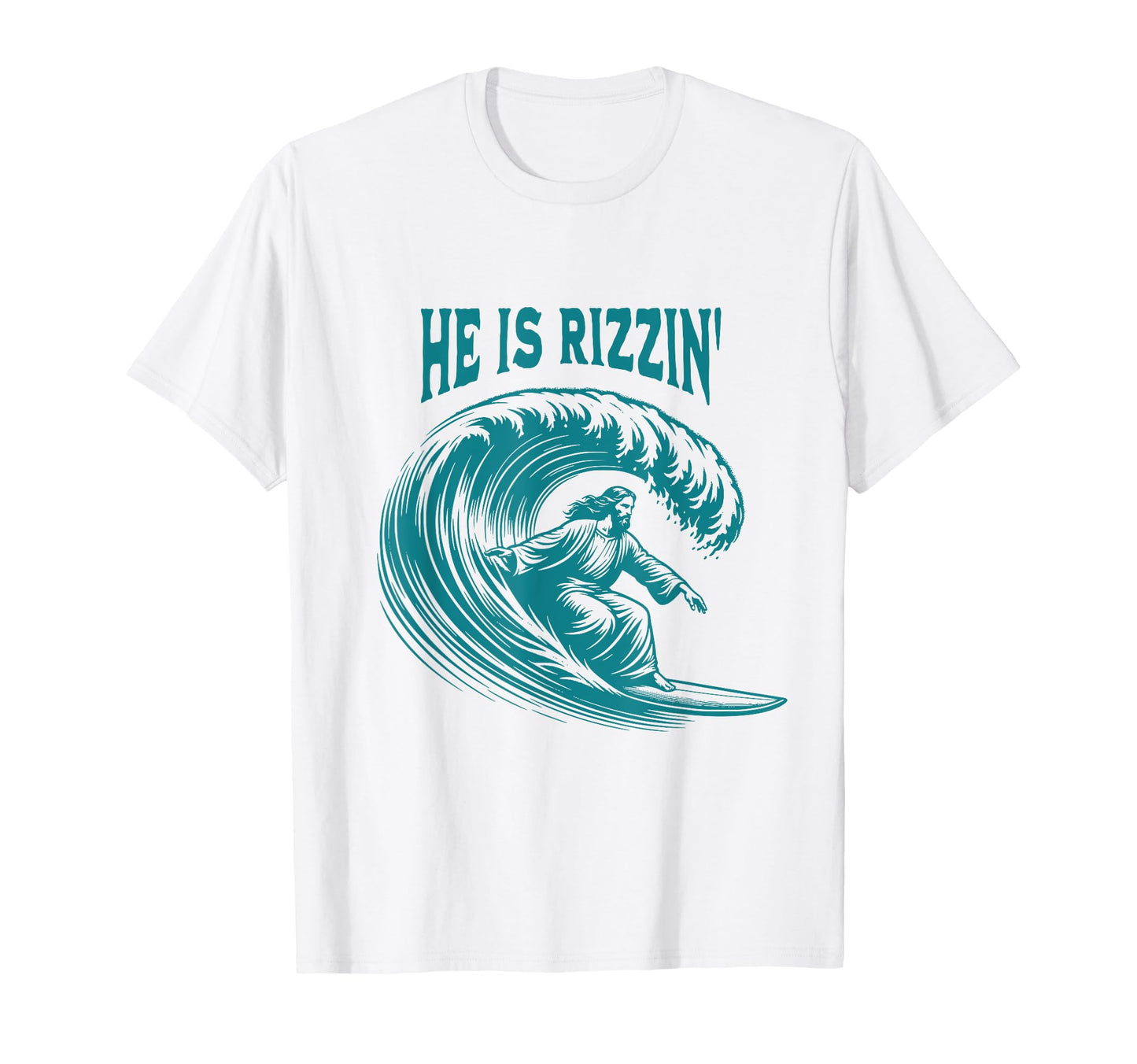 He Is Rizzin Jesus Surfing Funny T-Shirt - Custom Art Print for Adults - T-Shirt, Sweatshirt, Hoodie