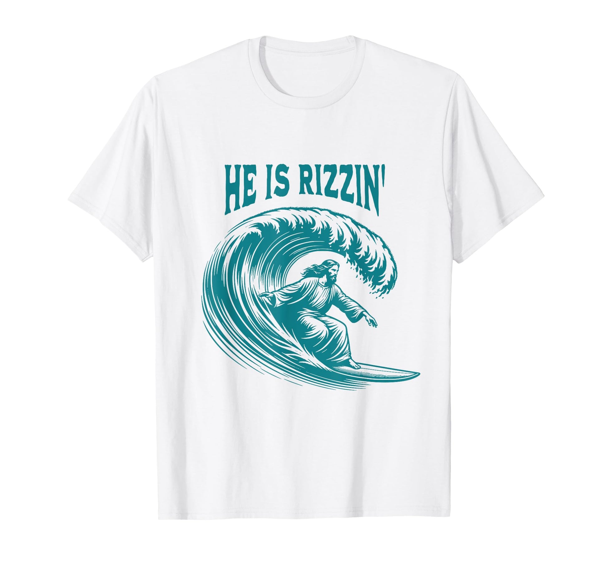 He Is Rizzin Jesus Surfing Funny T-Shirt - Custom Art Print for Adults - T-Shirt, Sweatshirt, Hoodie
