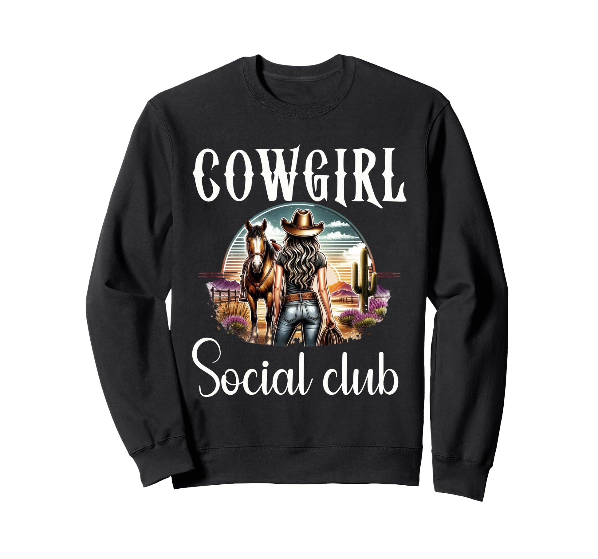 Cowgirl Social Club Western Sweatshirt - Fun Novelty Design for Adults - T-Shirt, Sweatshirt, Hoodie
