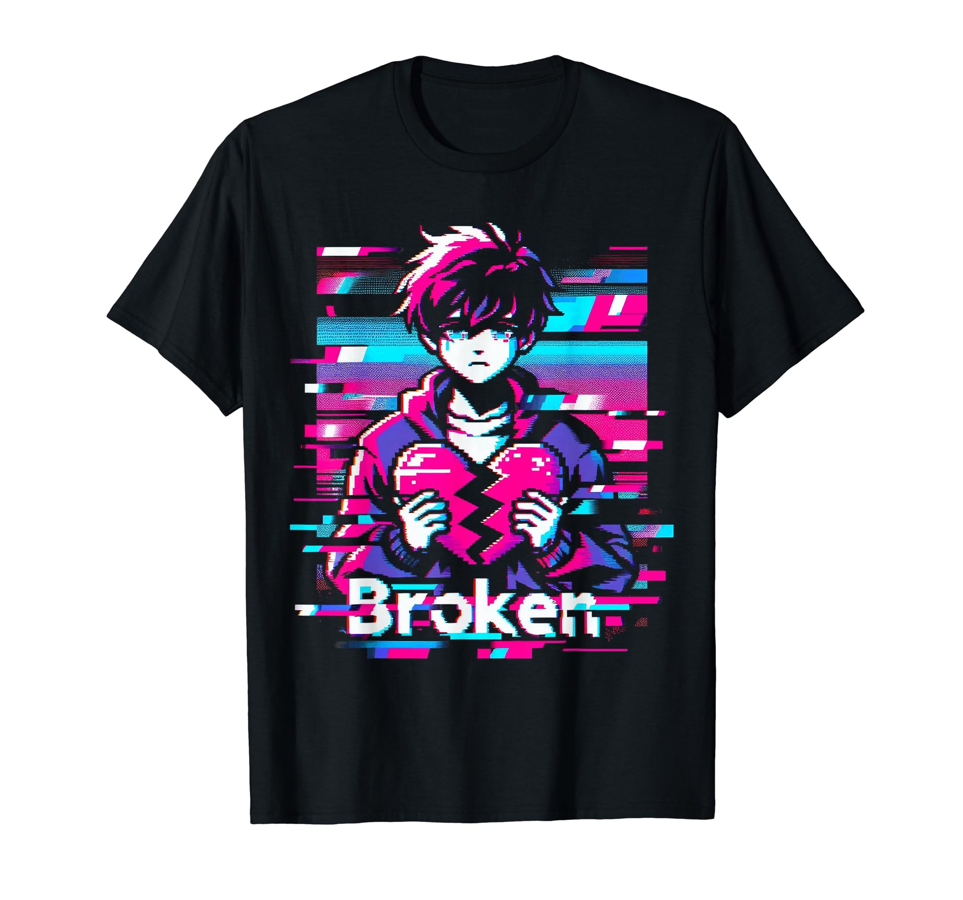 Sad Anime Pixel Japanese Vaporwave T-Shirt - Casual Everyday Wear Unisex - T-Shirt, Sweatshirt, Hoodie