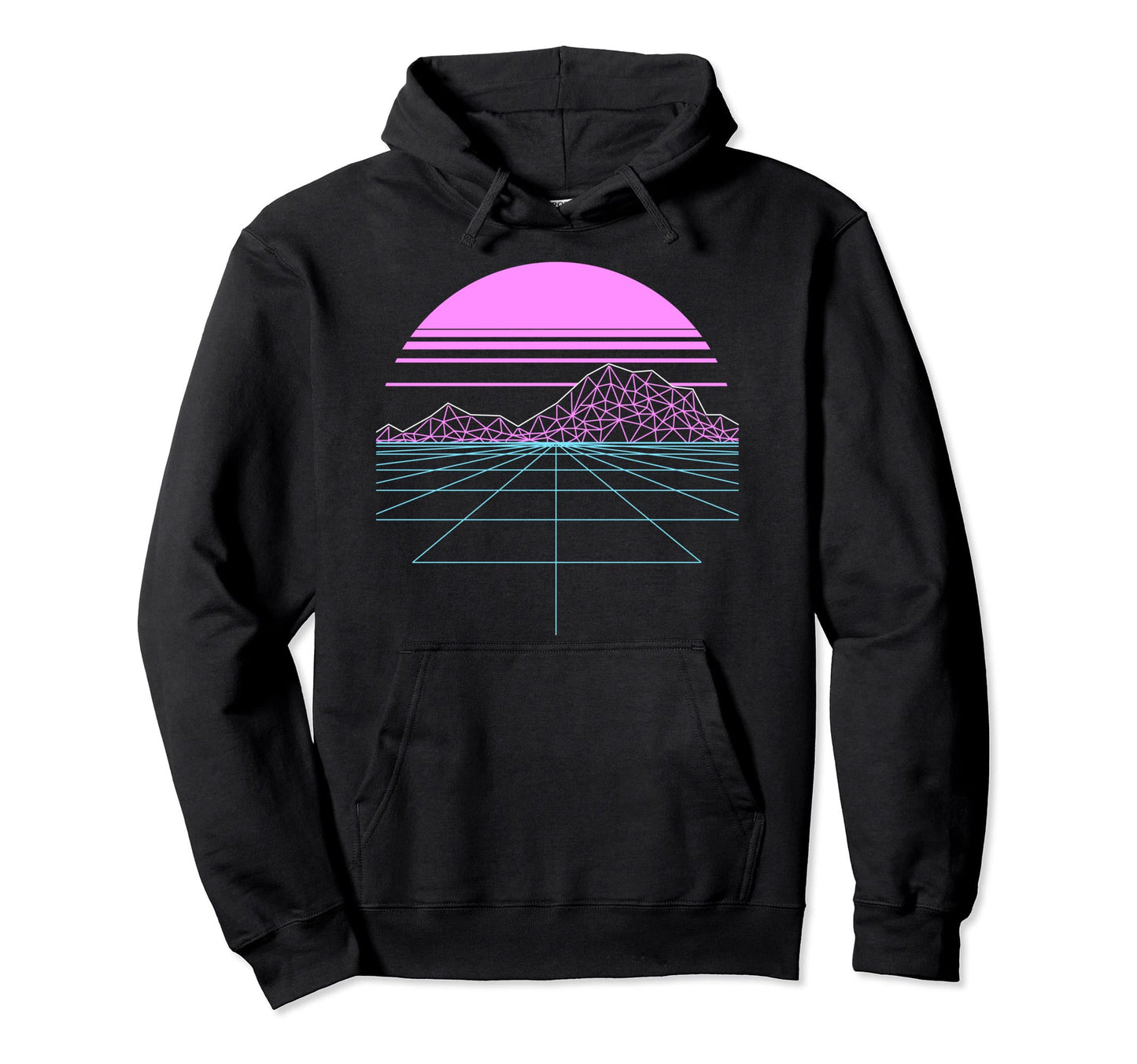 Outran Synthwave Sunset Vaporwave Grid Hoodie - Trendy Graphic for Adults - T-Shirt, Sweatshirt, Hoodie