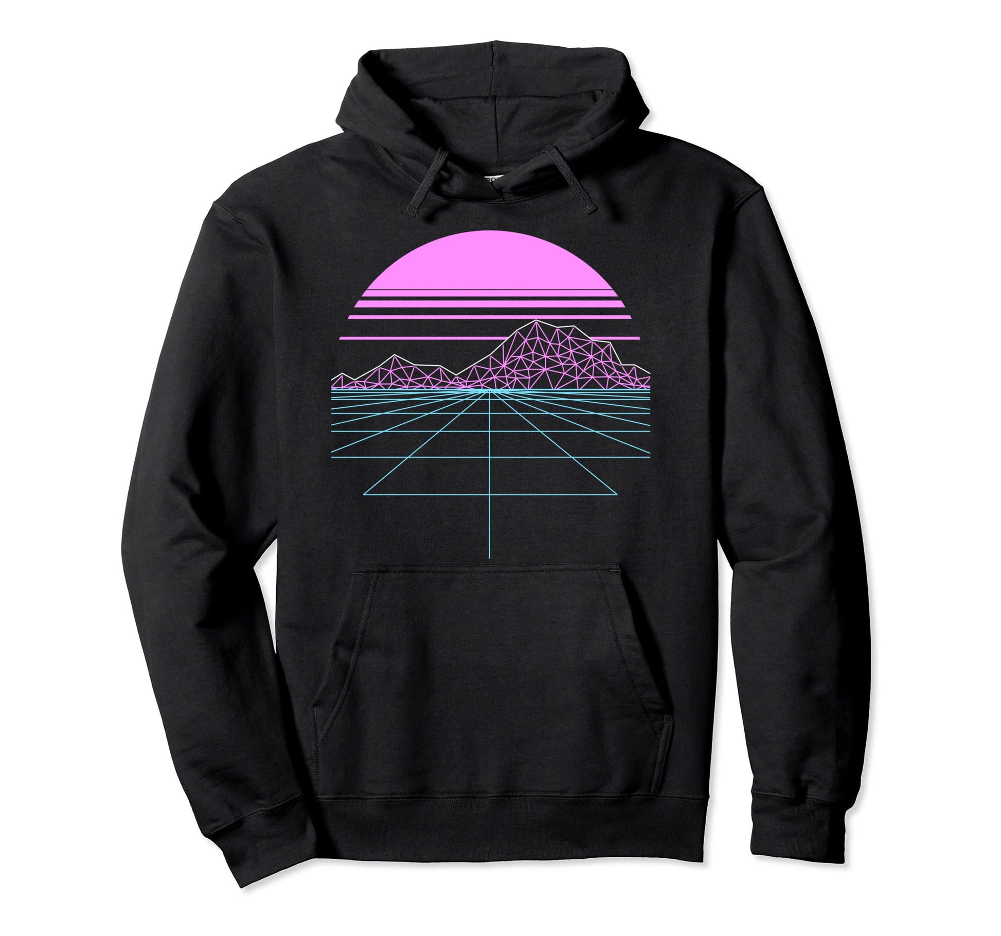 Outran Synthwave Sunset Vaporwave Grid Hoodie - Trendy Graphic for Adults - T-Shirt, Sweatshirt, Hoodie