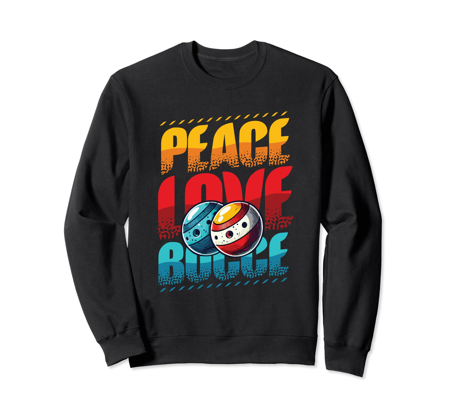 Peace Love Bocce Ball Enthusiast Designs T-Shirt - Unique Graphic Unisex - T-Shirt, Sweatshirt, Hoodie