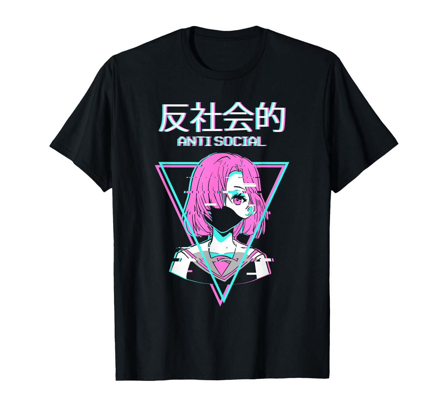 Antisocial Vaporwave Anime Japanese T-Shirt - Custom Art Print Unisex - T-Shirt, Sweatshirt, Hoodie