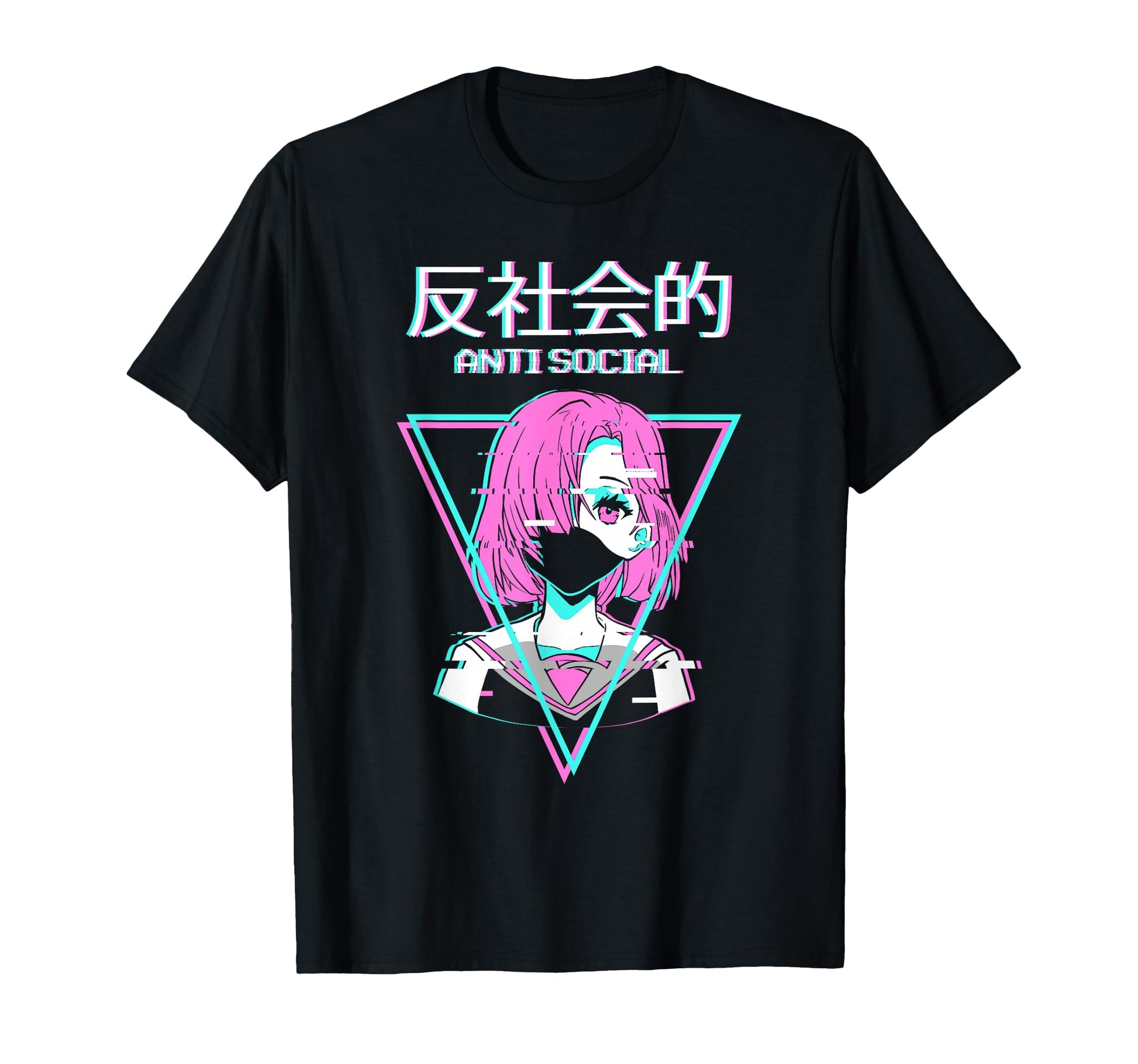 Antisocial Vaporwave Anime Japanese T-Shirt - Custom Art Print Unisex - T-Shirt, Sweatshirt, Hoodie