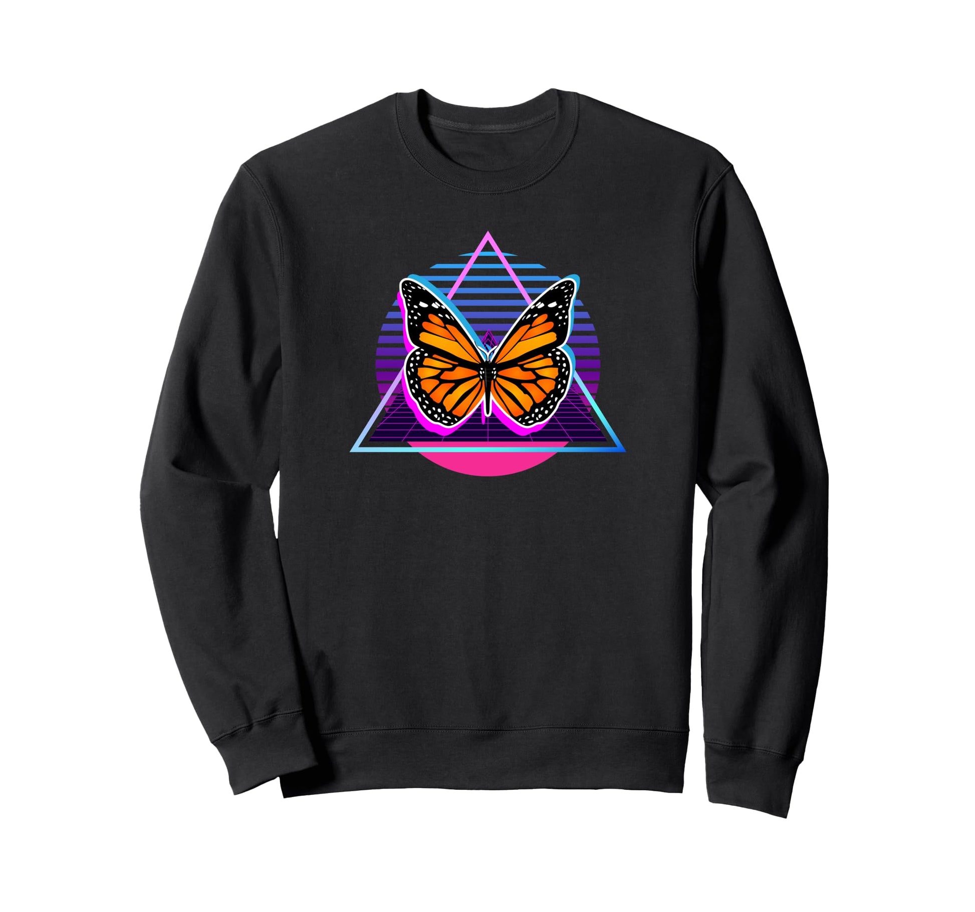Retrofuturistic Vaporwave Butterfly Sweatshirt - Trendy Graphic Men Women - T-Shirt, Sweatshirt, Hoodie